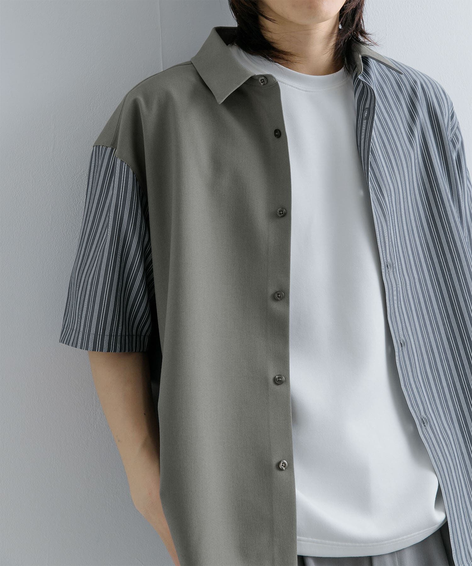 SENSE OF PLACE by URBAN RESEARCH「ストライプブロックドシャツ(5分袖)」|シャツ・ブラウス|