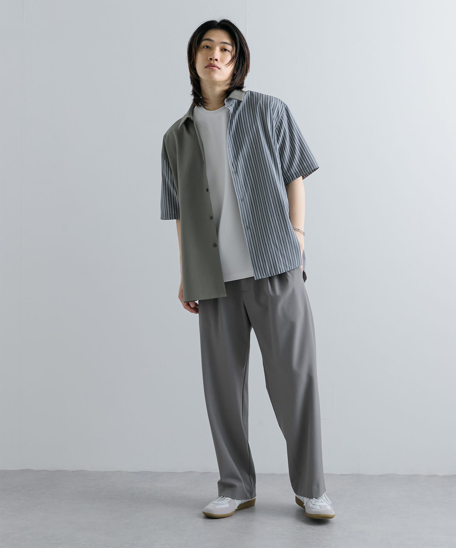 SENSE OF PLACE by URBAN RESEARCH「ストライプブロックドシャツ(5分袖)」|シャツ・ブラウス|