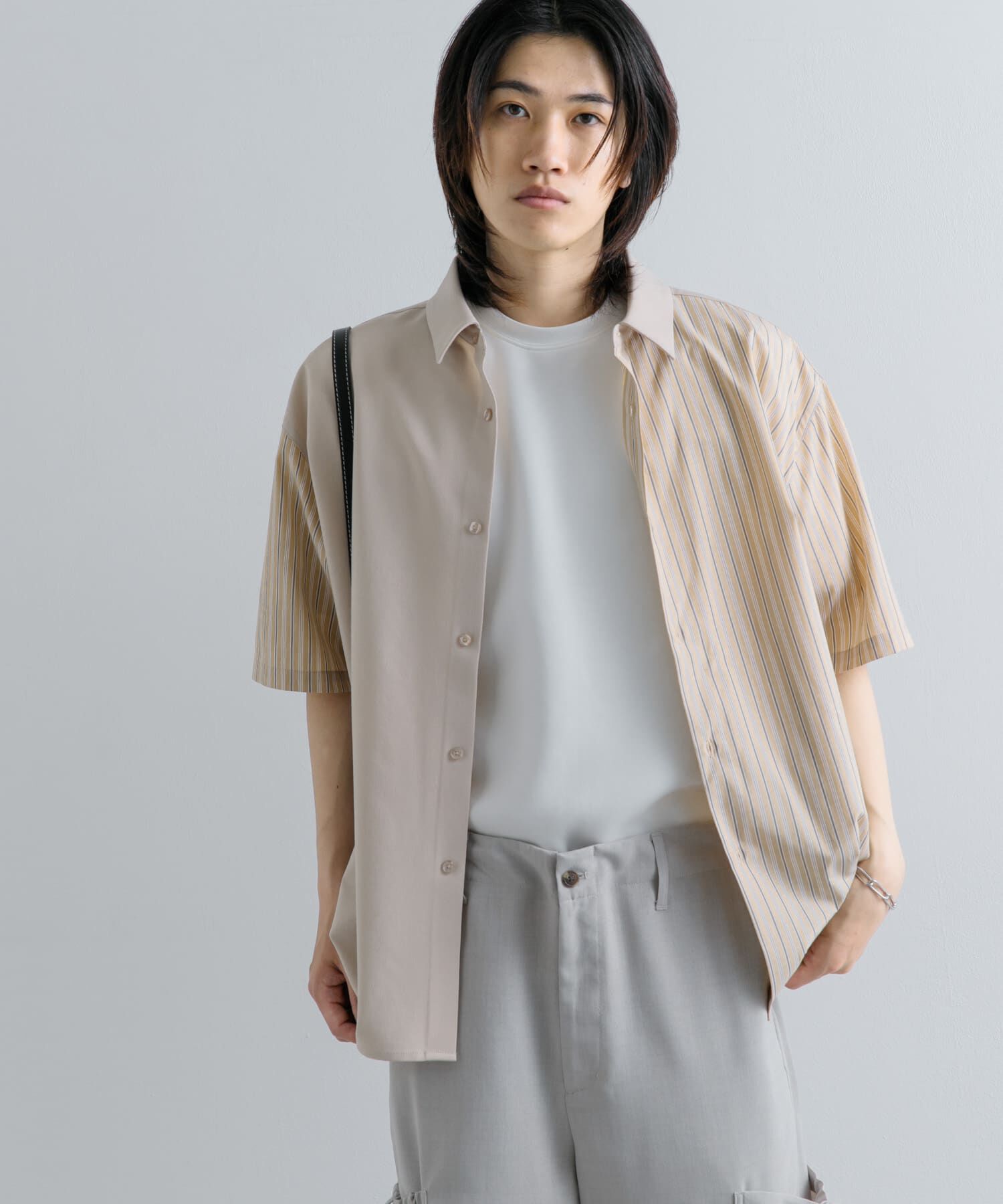 SENSE OF PLACE by URBAN RESEARCH「ストライプブロックドシャツ(5分袖)」|シャツ・ブラウス|