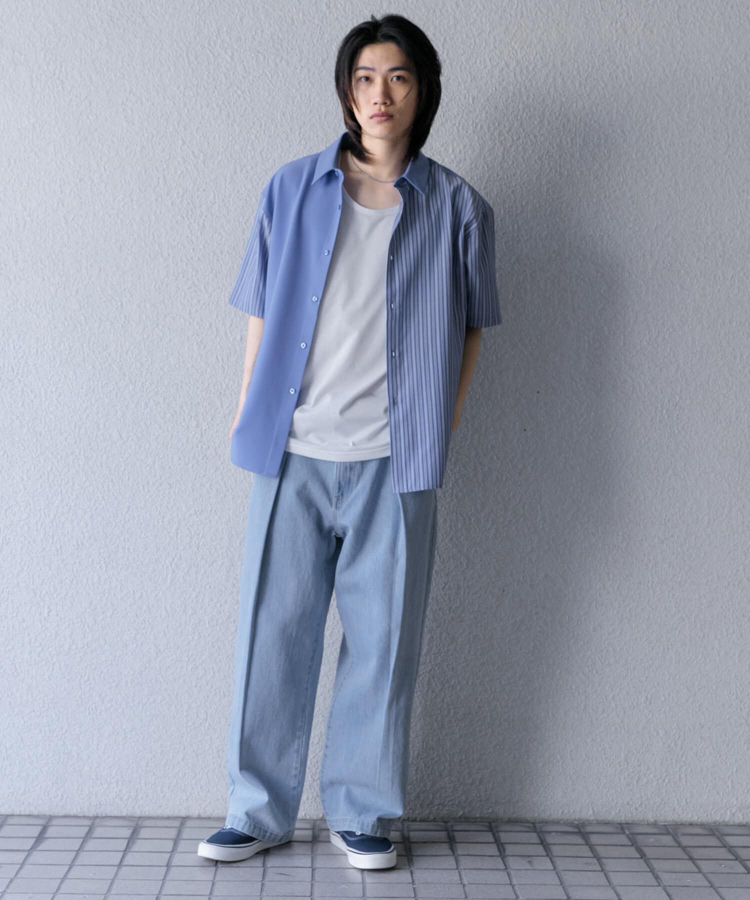 SENSE OF PLACE by URBAN RESEARCH「ストライプブロックドシャツ(5分袖)」|シャツ・ブラウス|