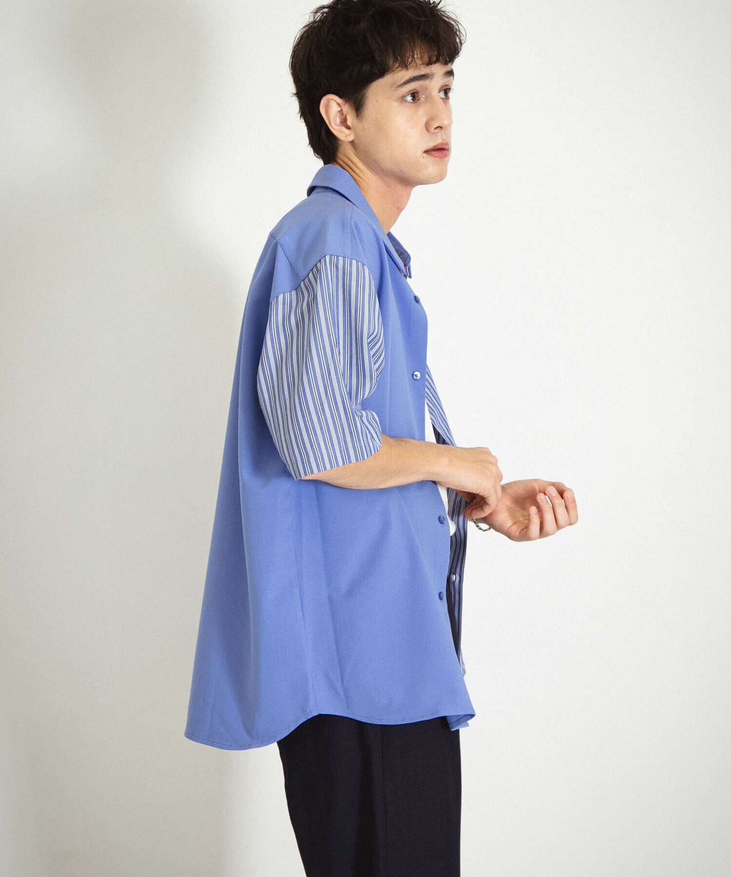 SENSE OF PLACE by URBAN RESEARCH「ストライプブロックドシャツ(5分袖)」|シャツ・ブラウス|