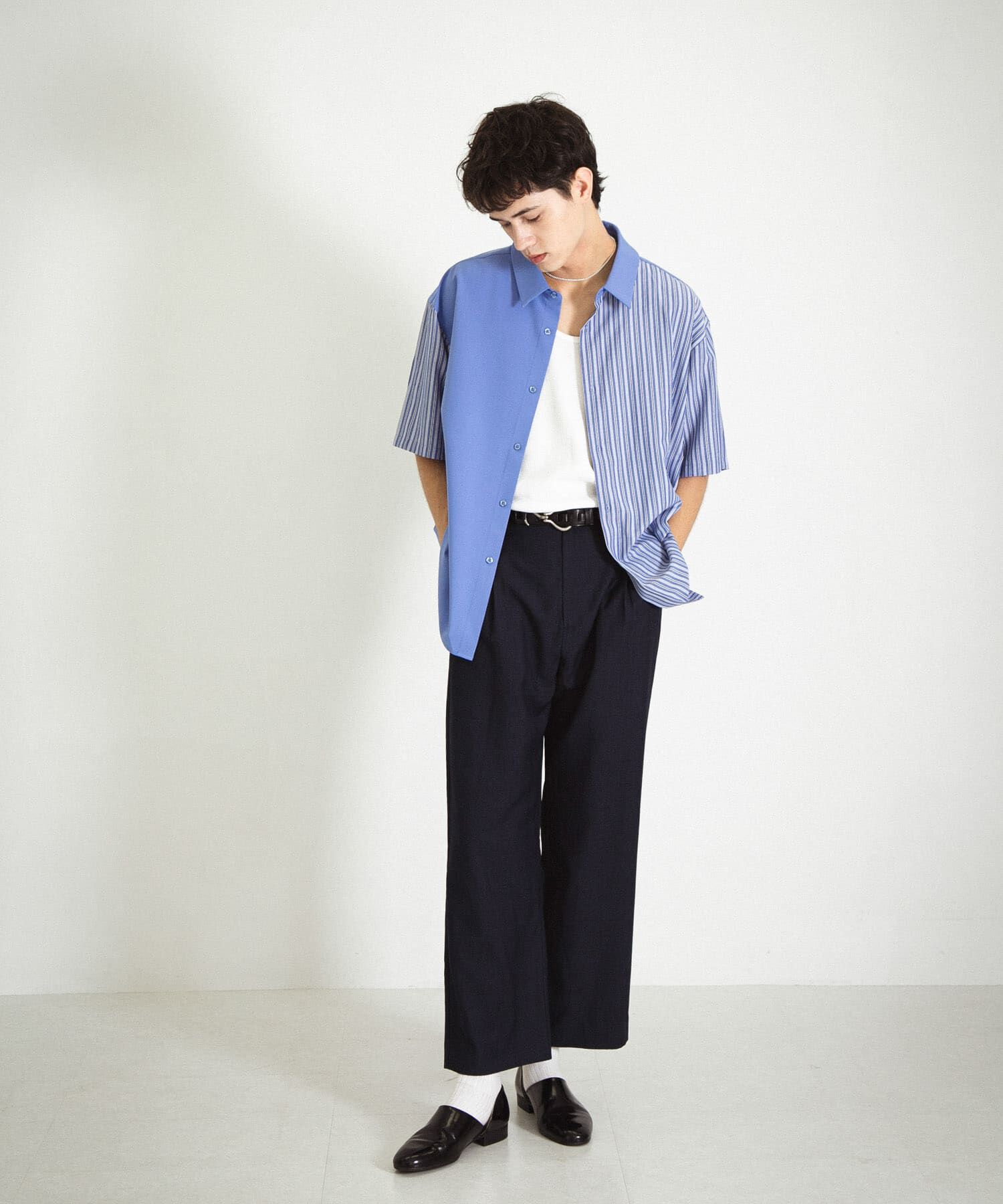 SENSE OF PLACE by URBAN RESEARCH「ストライプブロックドシャツ(5分袖)」|シャツ・ブラウス|