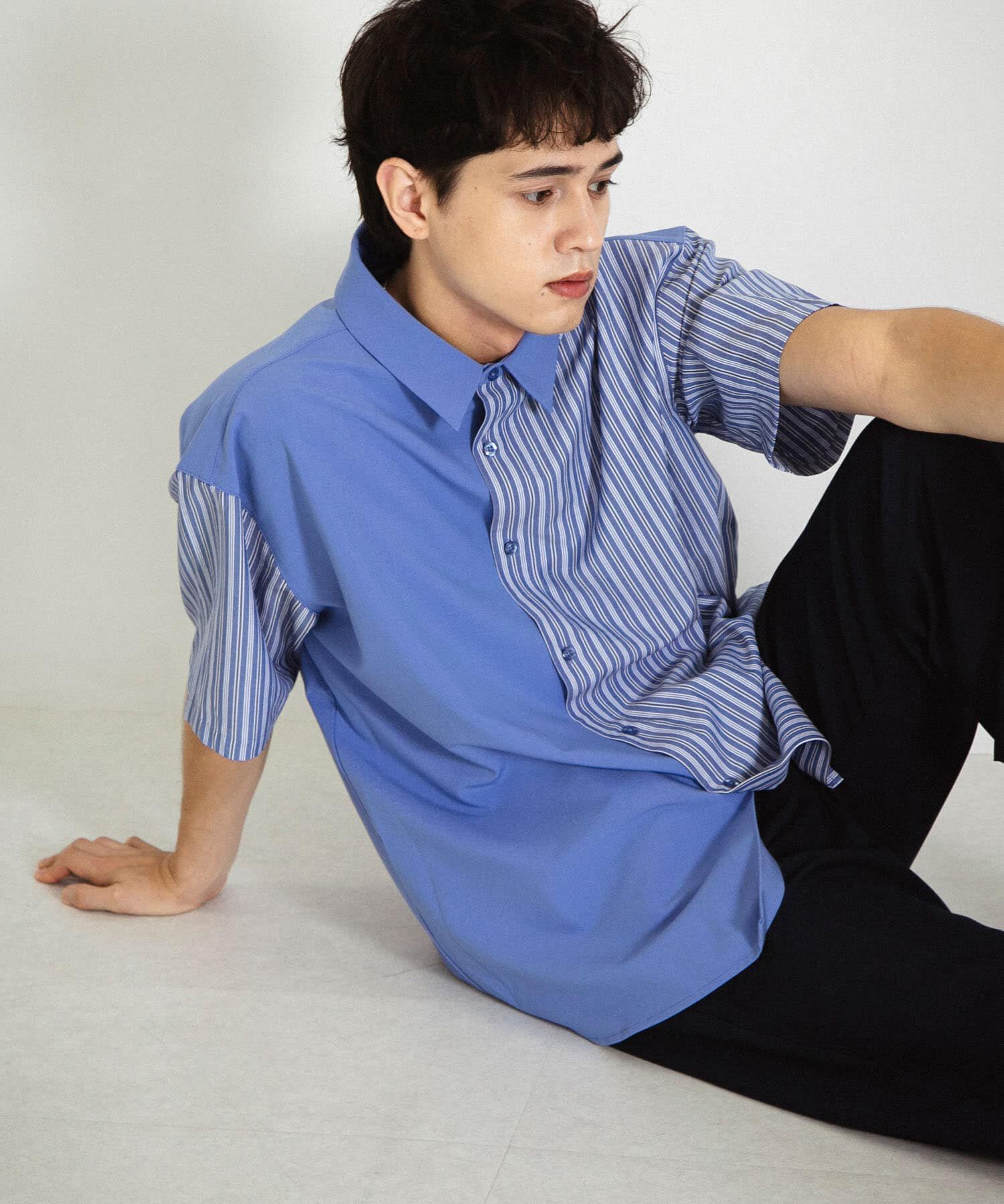 SENSE OF PLACE by URBAN RESEARCH「ストライプブロックドシャツ(5分袖)」|シャツ・ブラウス|