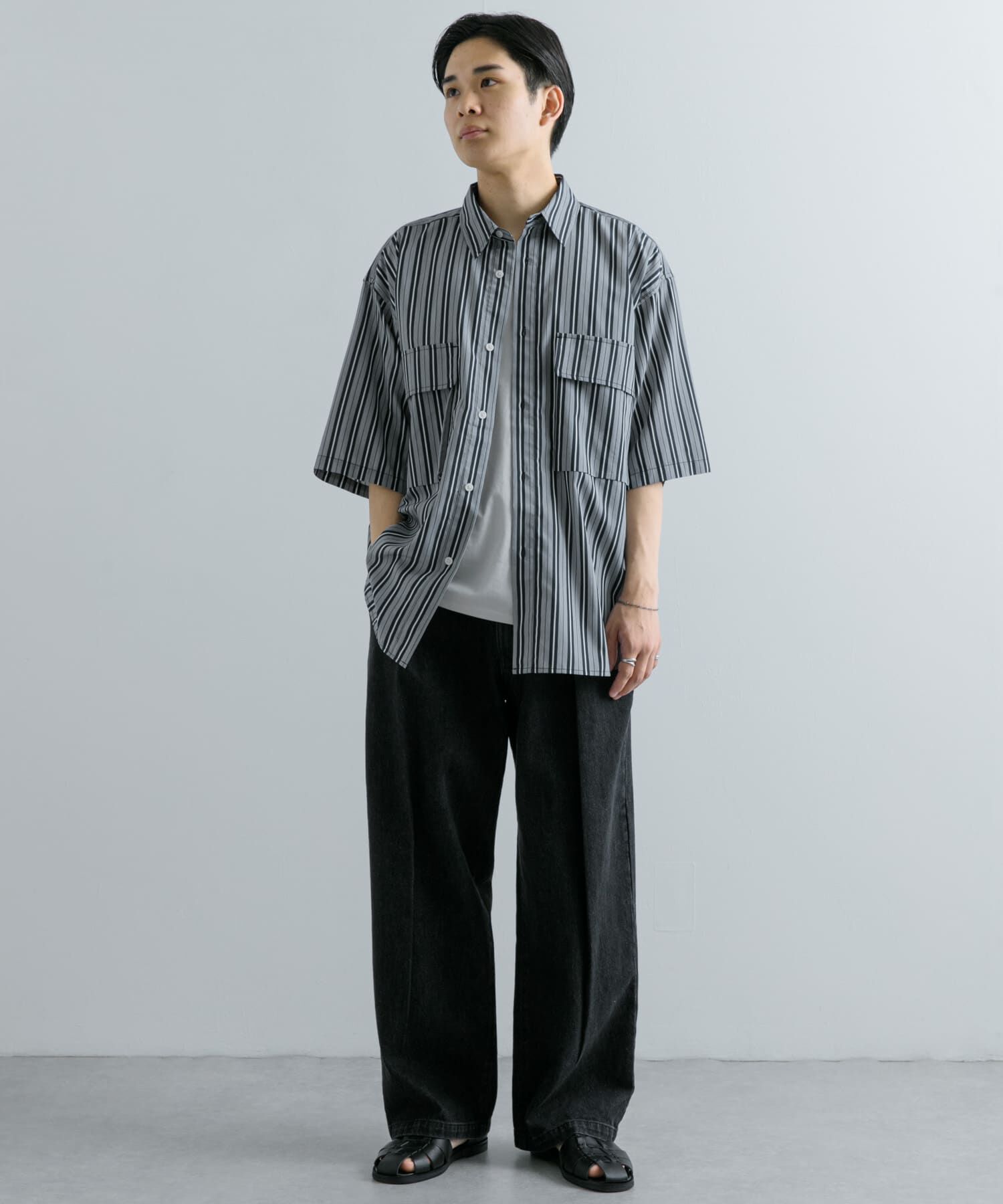 SENSE OF PLACE by URBAN RESEARCH「ストライプCPOルーズシャツ(5分袖)」|シャツ・ブラウス|