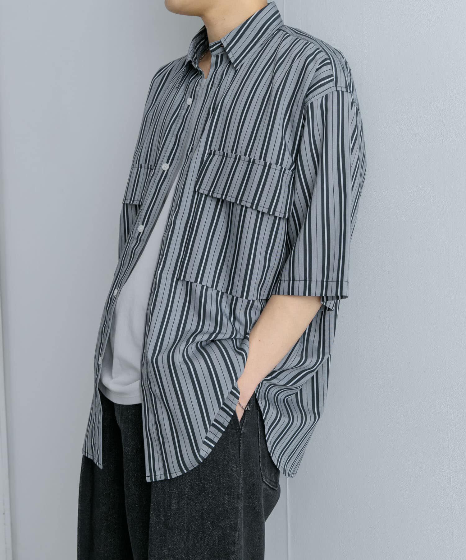 SENSE OF PLACE by URBAN RESEARCH「ストライプCPOルーズシャツ(5分袖)」|シャツ・ブラウス|