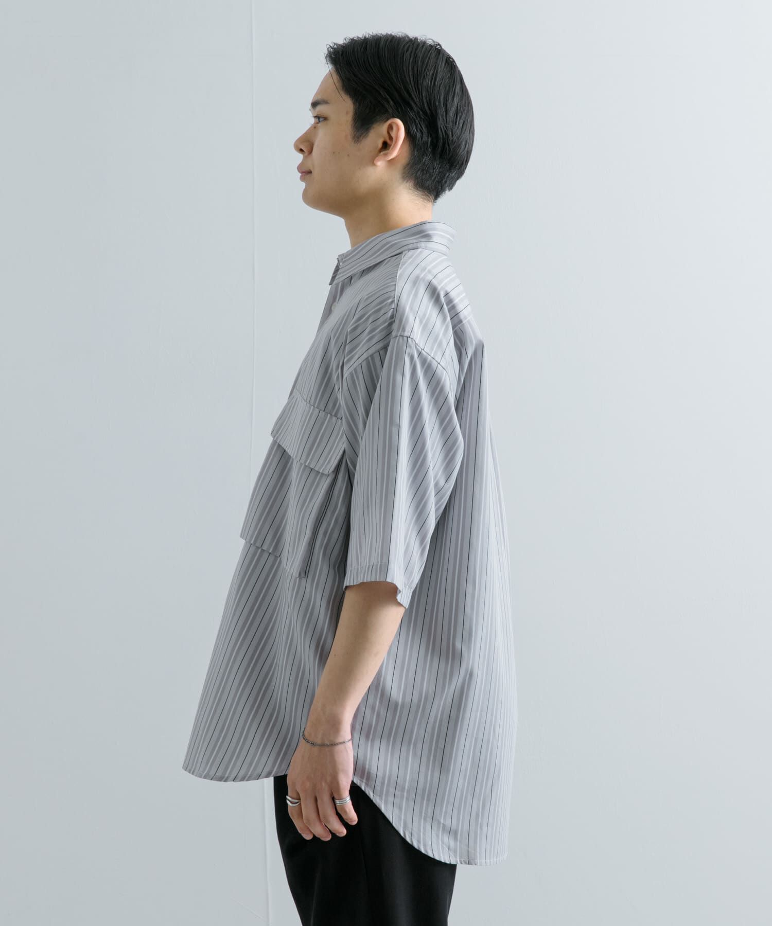 SENSE OF PLACE by URBAN RESEARCH「ストライプCPOルーズシャツ(5分袖)」|シャツ・ブラウス|