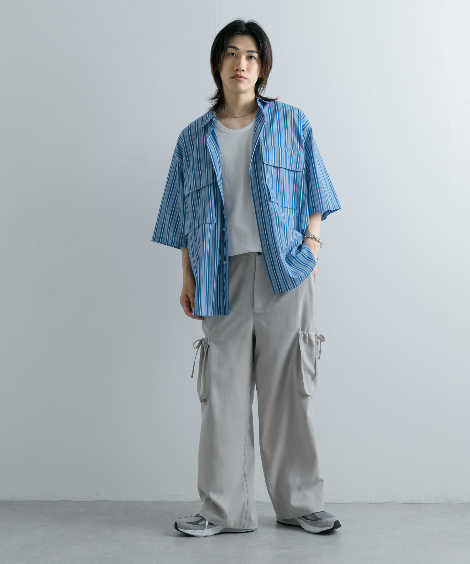 SENSE OF PLACE by URBAN RESEARCH「ストライプCPOルーズシャツ(5分袖)」|シャツ・ブラウス|