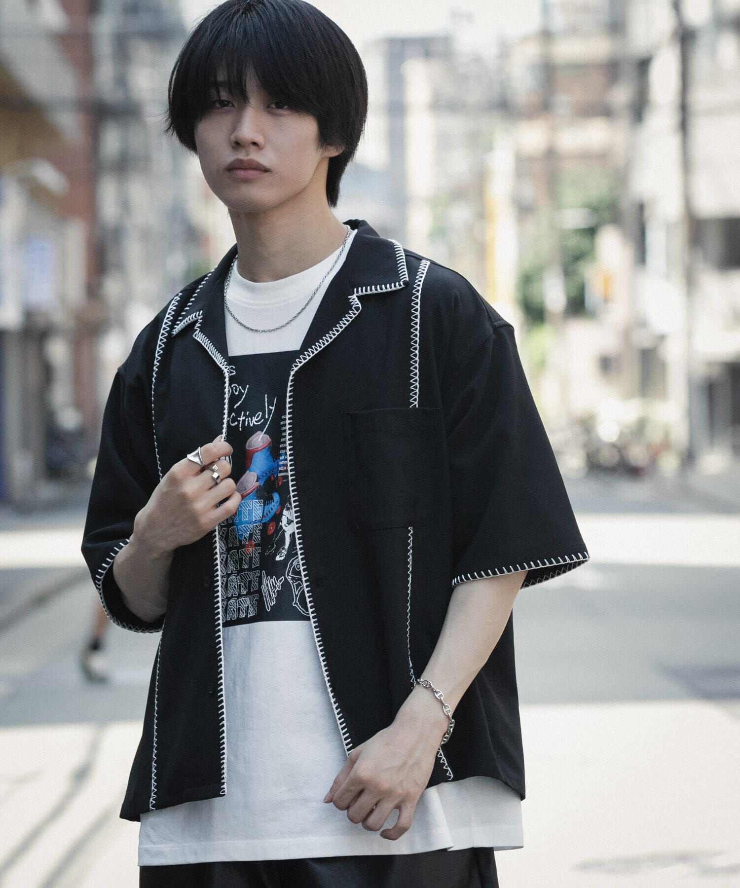 SENSE OF PLACE by URBAN RESEARCH「ブランケットステッチショートスリーブシャツ」|シャツ・ブラウス|