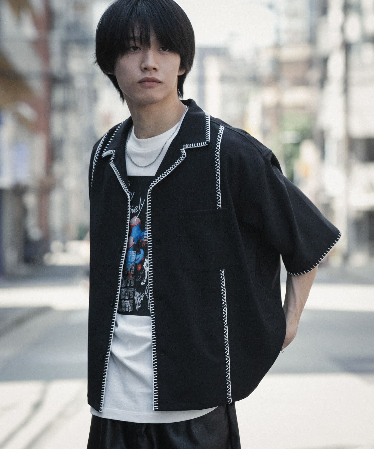 SENSE OF PLACE by URBAN RESEARCH「ブランケットステッチショートスリーブシャツ」|シャツ・ブラウス|