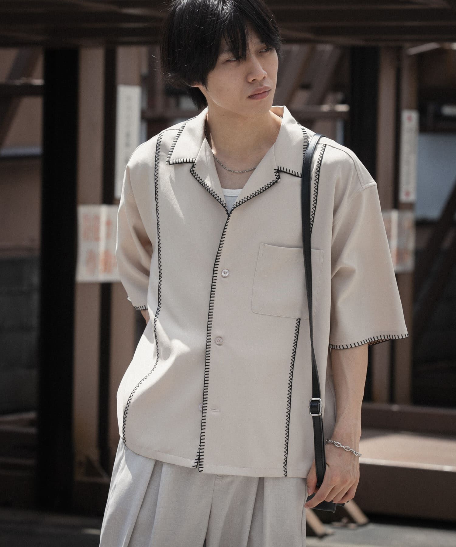 SENSE OF PLACE by URBAN RESEARCH「ブランケットステッチショートスリーブシャツ」|シャツ・ブラウス|