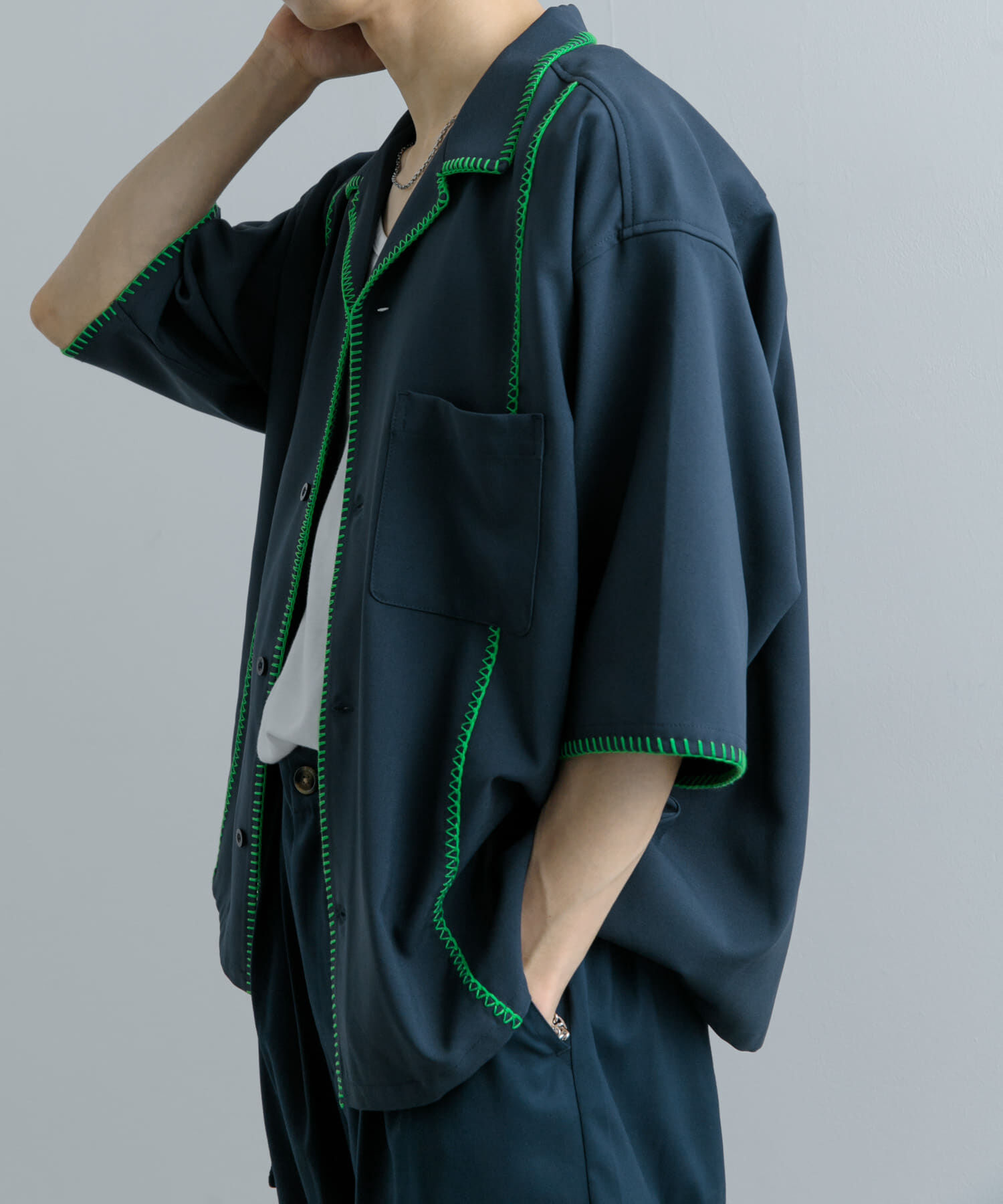 SENSE OF PLACE by URBAN RESEARCH「ブランケットステッチショートスリーブシャツ」|シャツ・ブラウス|