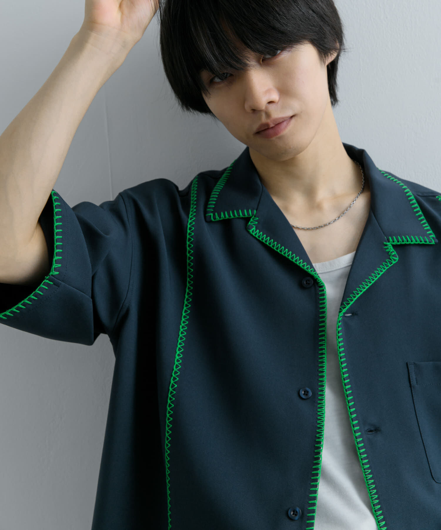 SENSE OF PLACE by URBAN RESEARCH「ブランケットステッチショートスリーブシャツ」|シャツ・ブラウス|