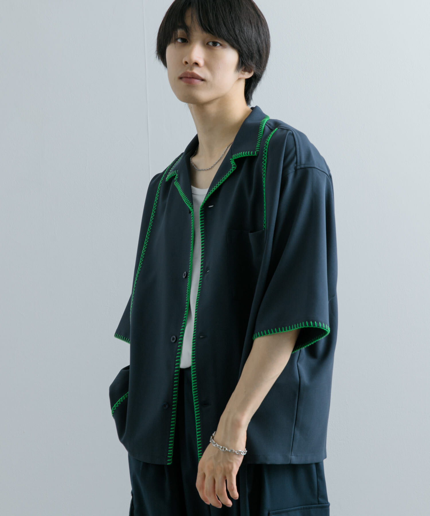 SENSE OF PLACE by URBAN RESEARCH「ブランケットステッチショートスリーブシャツ」|シャツ・ブラウス|