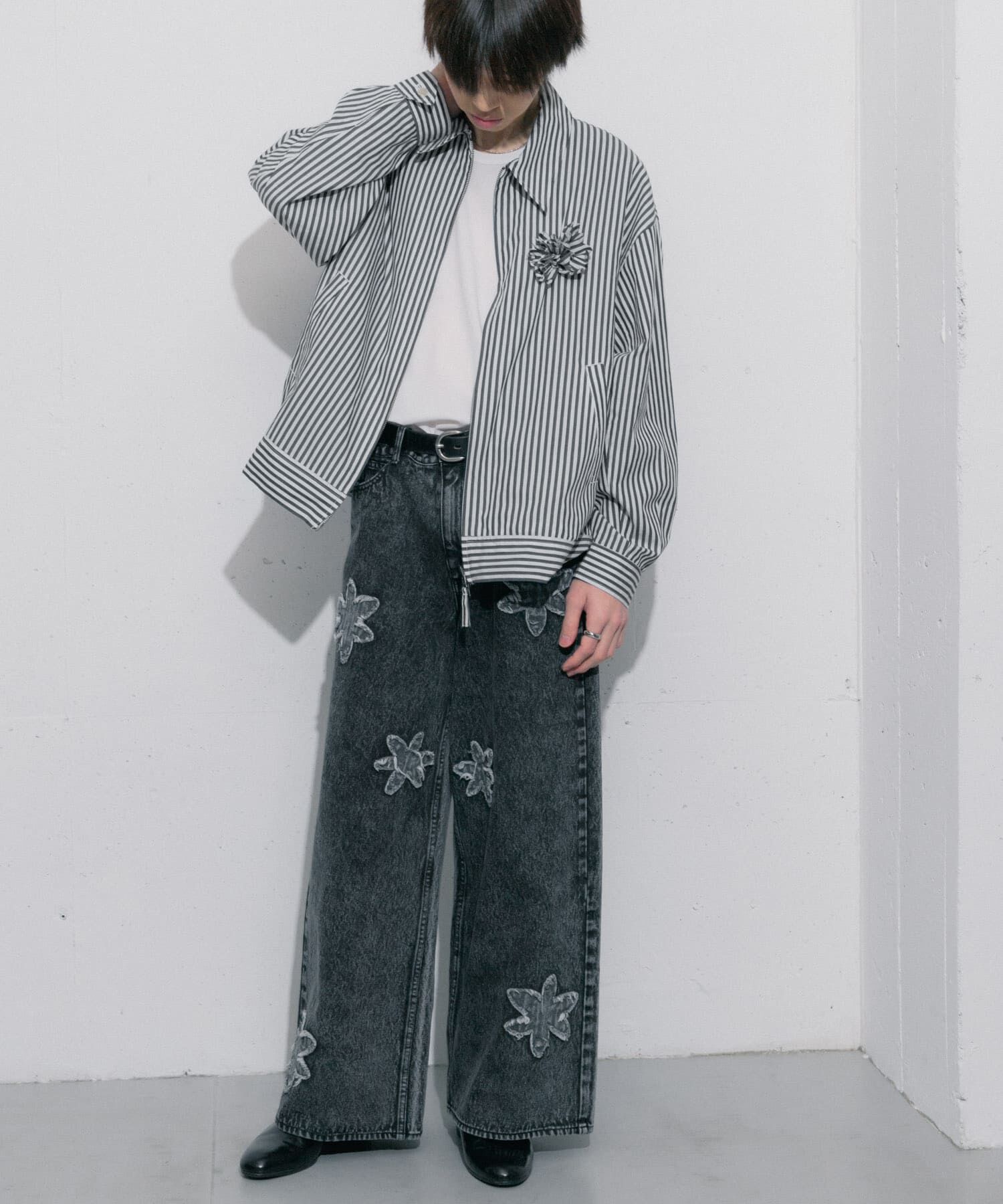 SENSE OF PLACE by URBAN RESEARCH「hxcyyd &times; SOP　ストライプフラワーコサージュシャツブルゾン(UNISEX)」|ブルゾン・スタジャン|