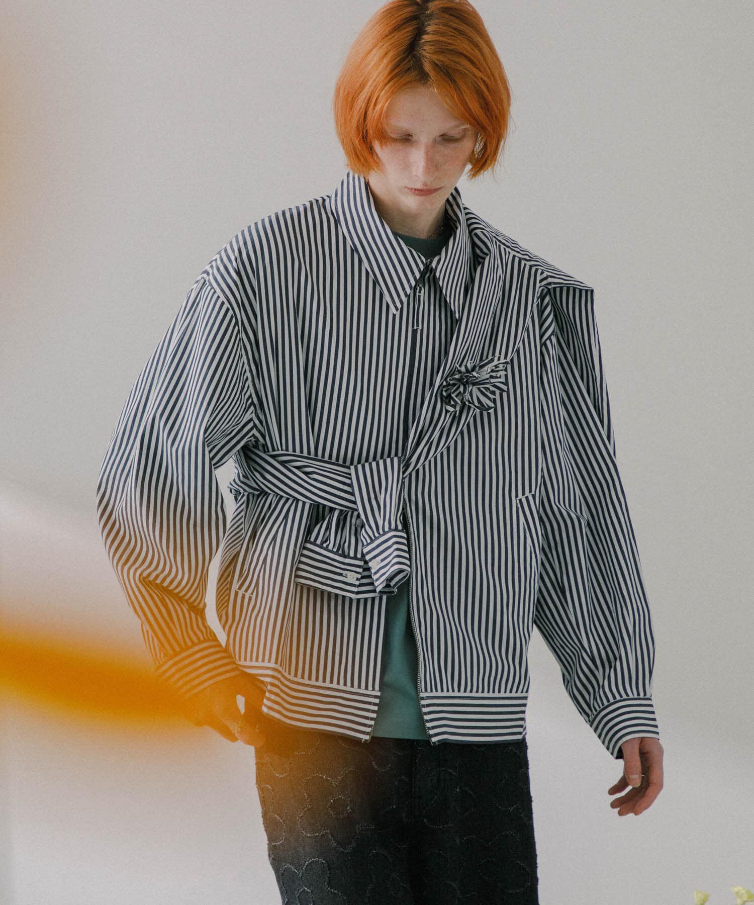 SENSE OF PLACE by URBAN RESEARCH「hxcyyd &times; SOP　ストライプフラワーコサージュシャツブルゾン(UNISEX)」|ブルゾン・スタジャン|