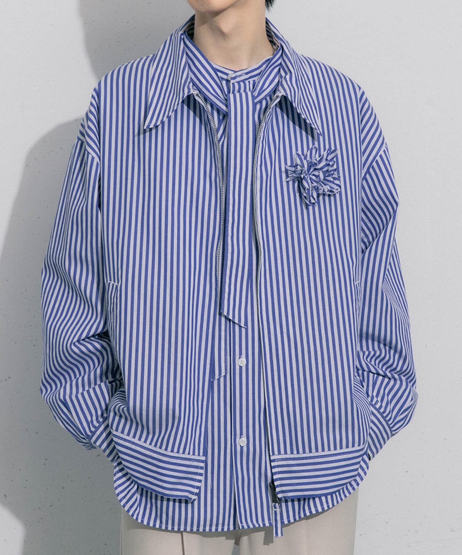 SENSE OF PLACE by URBAN RESEARCH「hxcyyd &times; SOP　ストライプフラワーコサージュシャツブルゾン(UNISEX)」|ブルゾン・スタジャン|