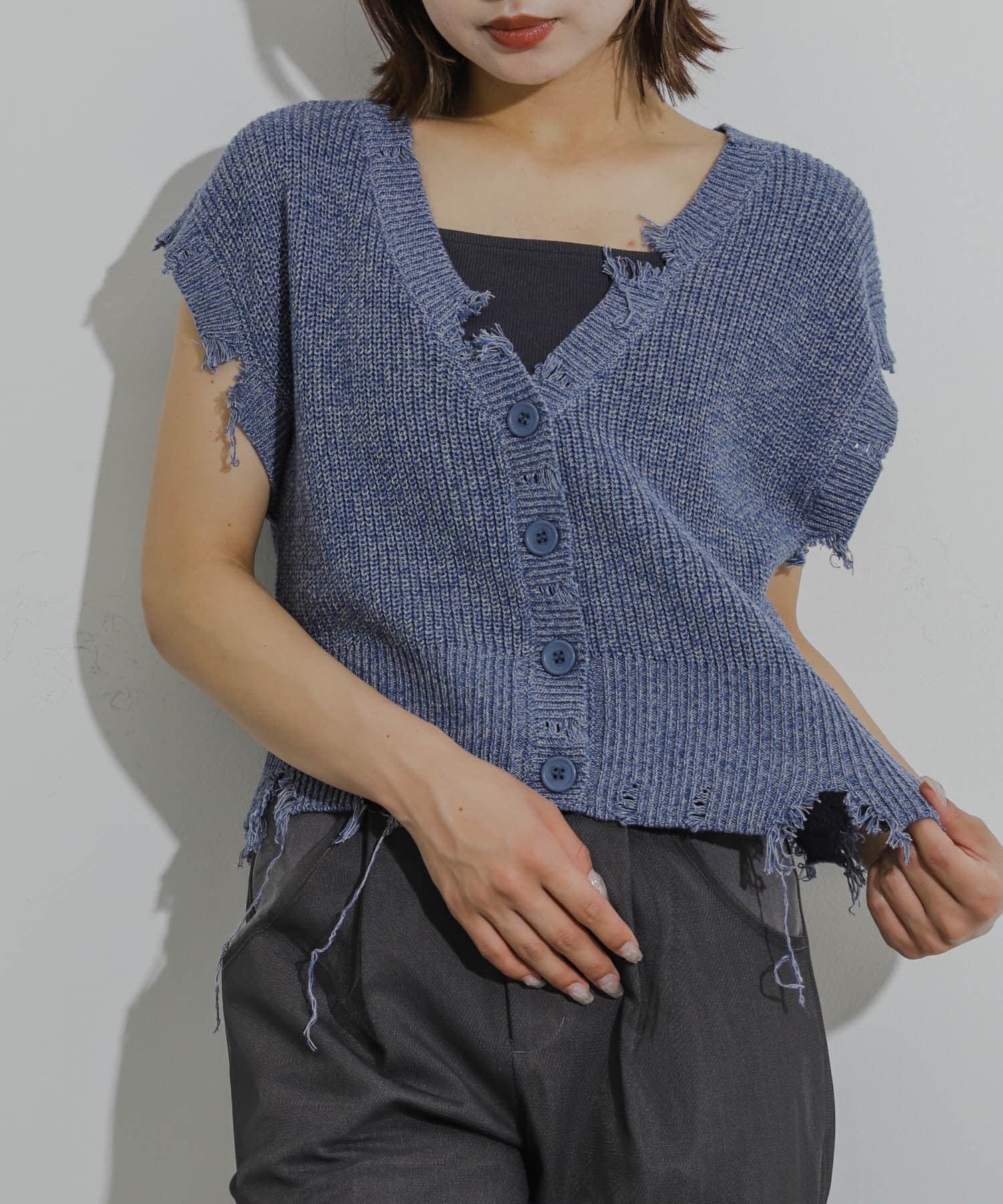 SENSE OF PLACE by URBAN RESEARCH「ダメージニットベスト」|ベスト・ジレ|