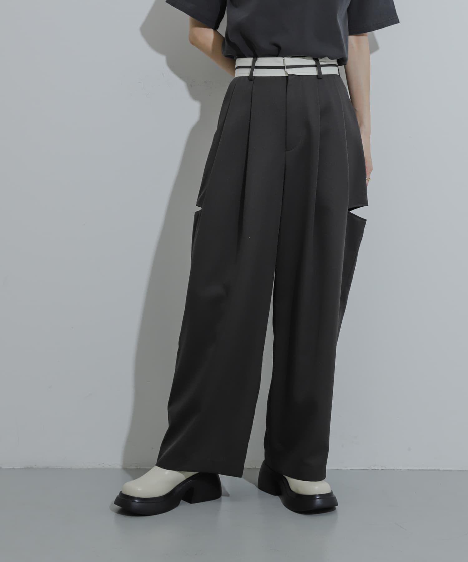 SENSE OF PLACE by URBAN RESEARCH「マーベルトスリットパンツ」|その他|チャコールグレー