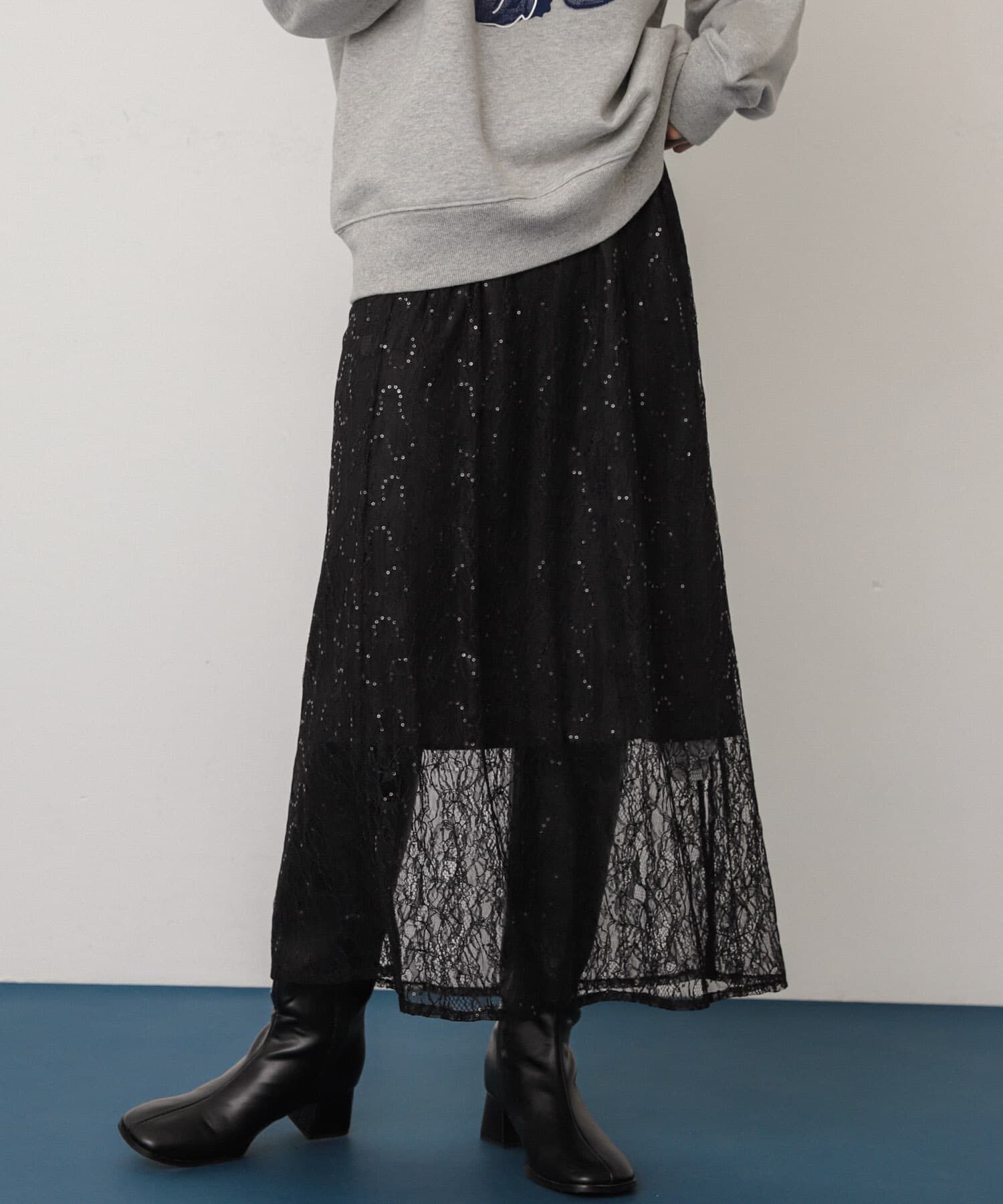 SENSE OF PLACE by URBAN RESEARCH「2WAYスパンコールスカート」|スカート|ブラック