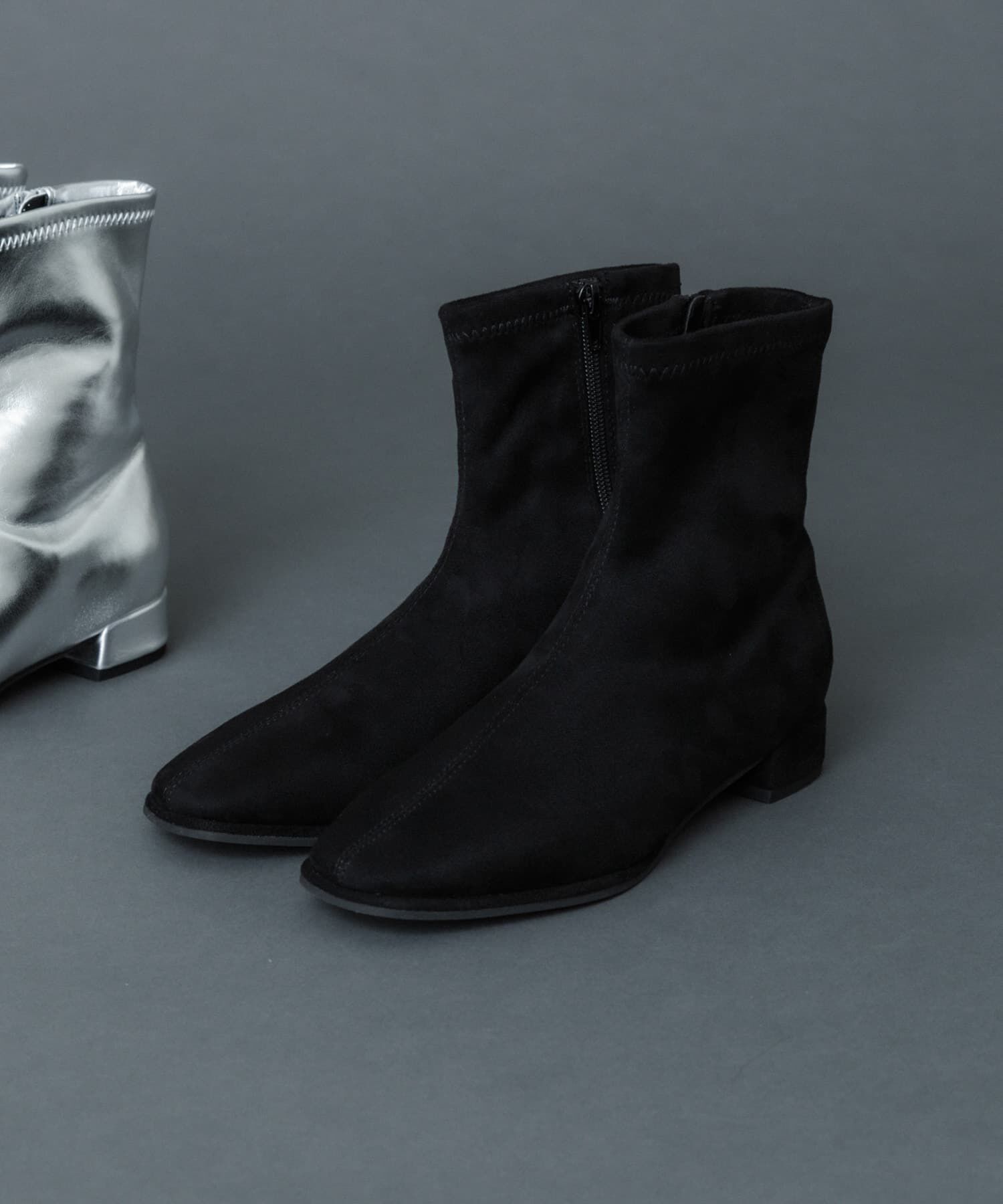 SENSE OF PLACE by URBAN RESEARCH「スクエアトゥセンターシームストレッチローブーツ」|ショートブーツ|