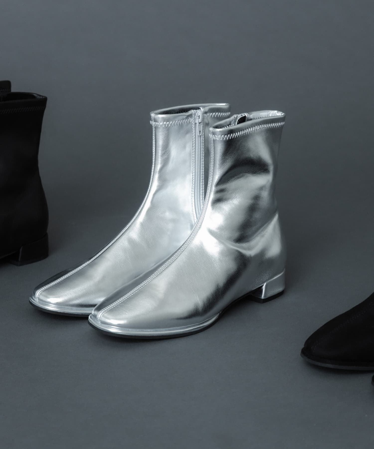 SENSE OF PLACE by URBAN RESEARCH「スクエアトゥセンターシームストレッチローブーツ」|ショートブーツ|