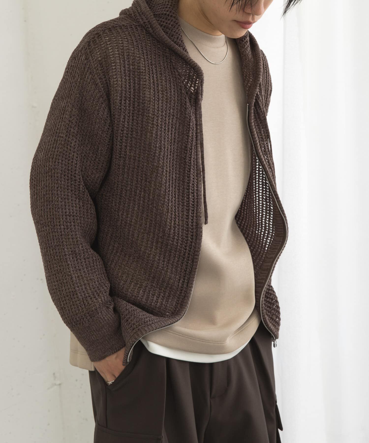 SENSE OF PLACE by URBAN RESEARCH「シアーメッシュフーディージップパーカー」|パーカー|