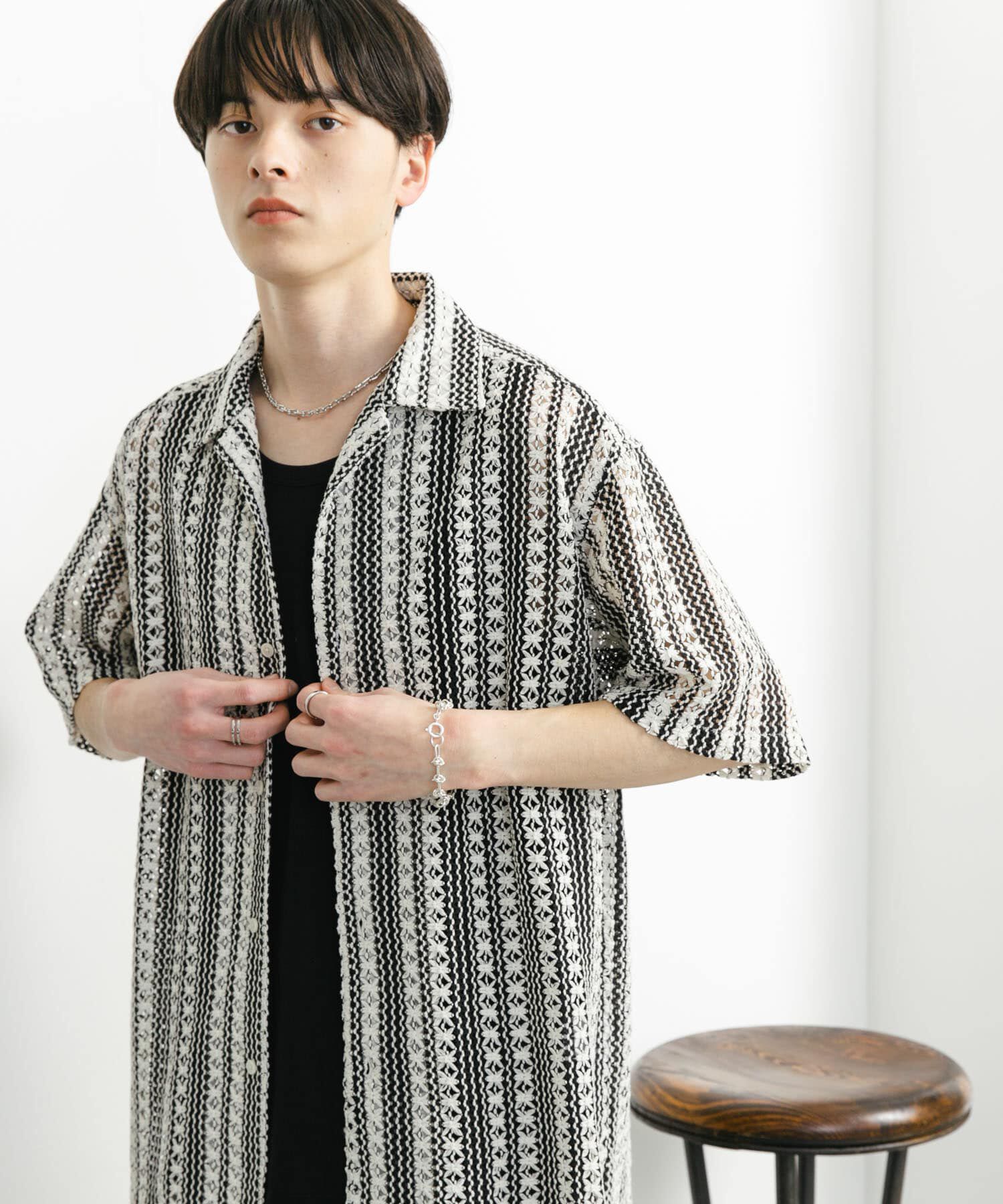 SENSE OF PLACE by URBAN RESEARCH「『ユニセックス』アソートレースオープンカラーショートスリーブシャツ」|シャツ・ブラウス|