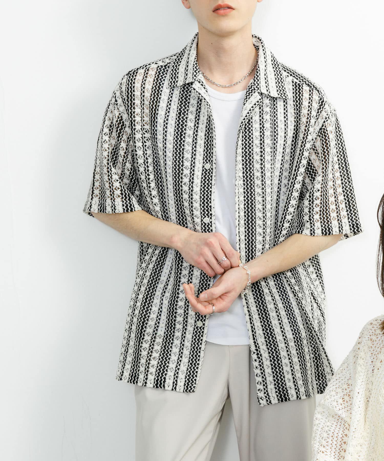 SENSE OF PLACE by URBAN RESEARCH「『ユニセックス』アソートレースオープンカラーショートスリーブシャツ」|シャツ・ブラウス|