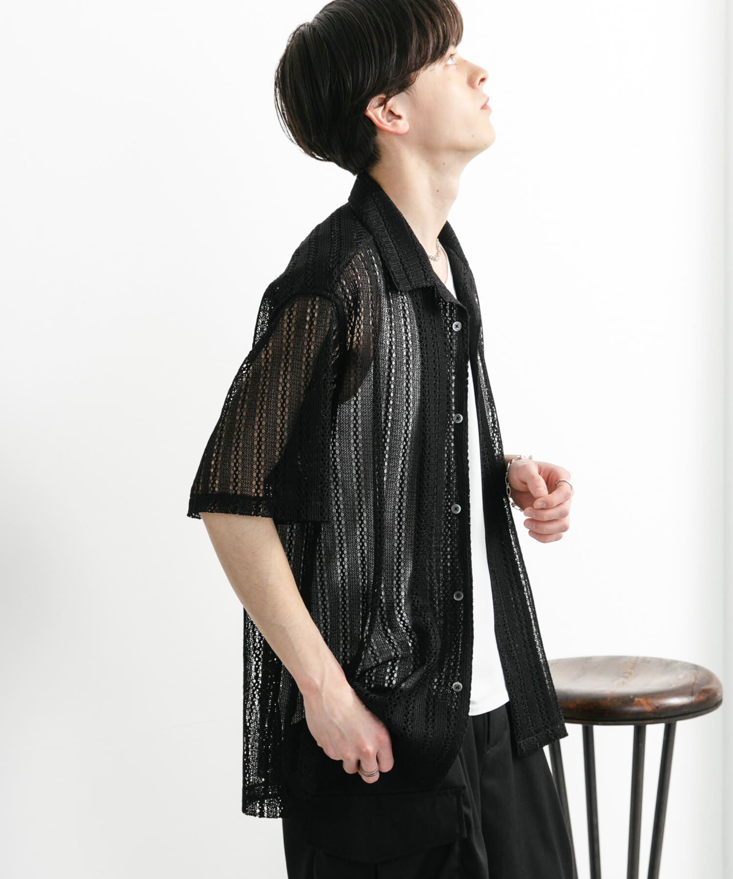 SENSE OF PLACE by URBAN RESEARCH「『ユニセックス』アソートレースオープンカラーショートスリーブシャツ」|シャツ・ブラウス|