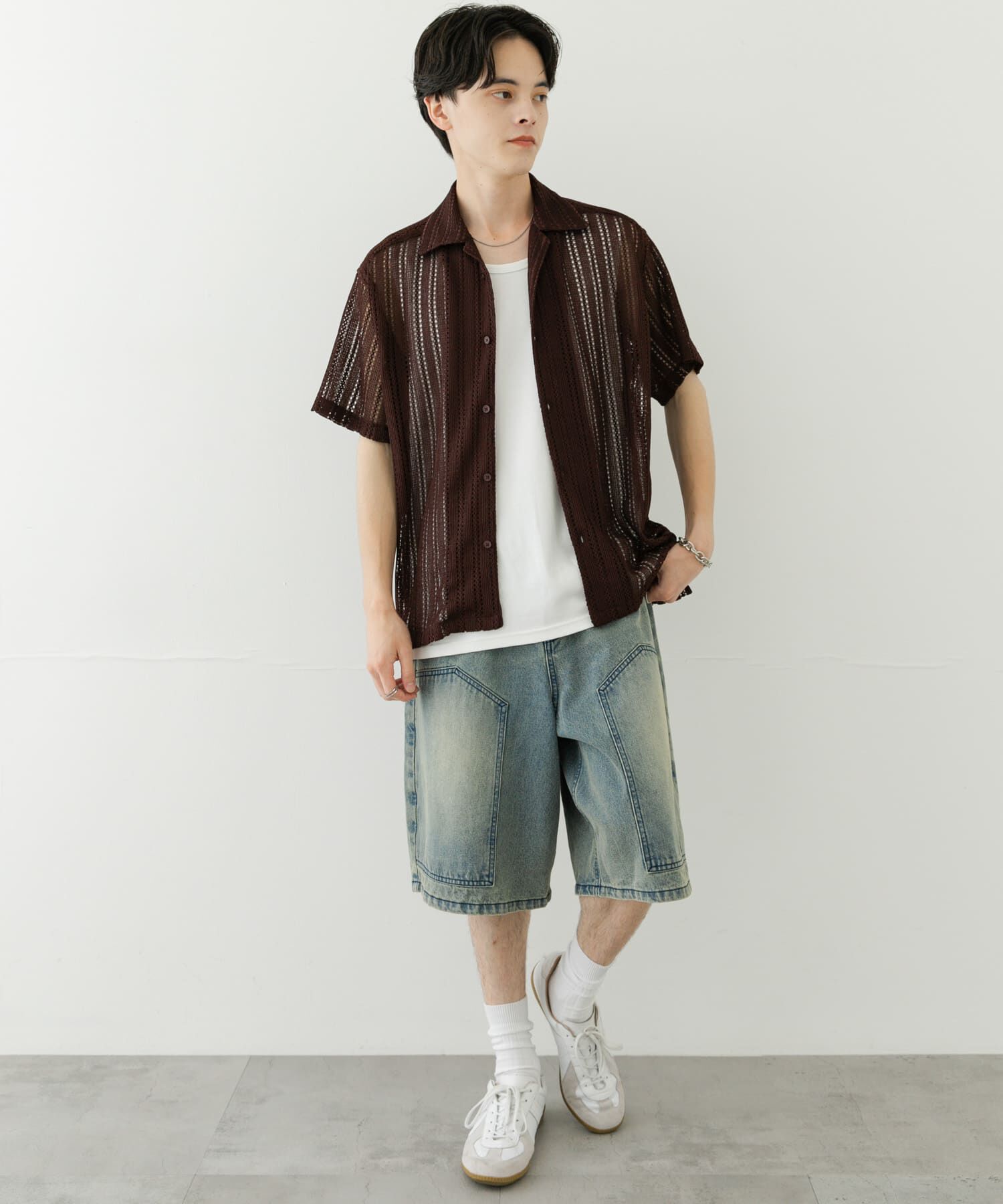 SENSE OF PLACE by URBAN RESEARCH「『ユニセックス』アソートレースオープンカラーショートスリーブシャツ」|シャツ・ブラウス|