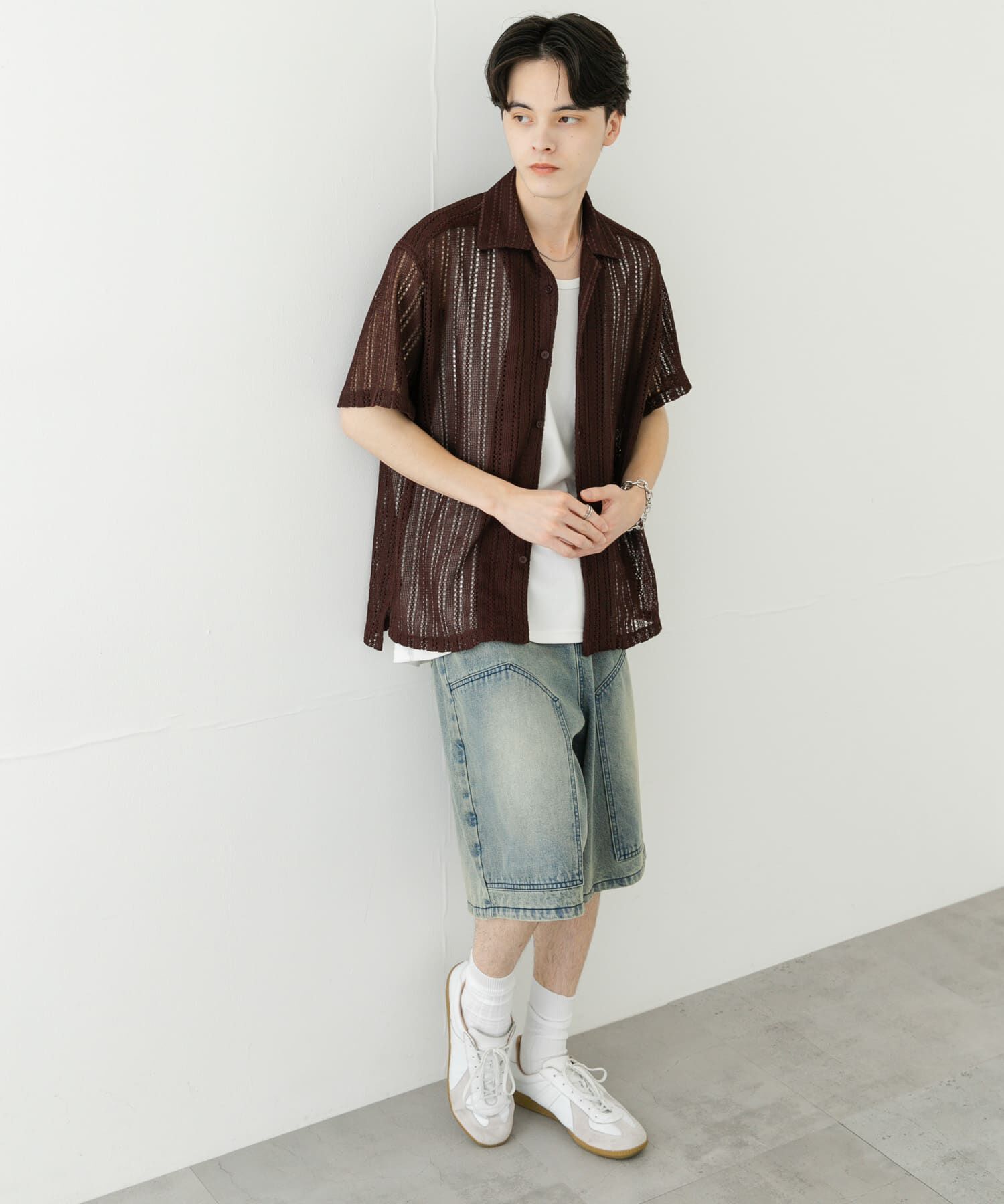 SENSE OF PLACE by URBAN RESEARCH「『ユニセックス』アソートレースオープンカラーショートスリーブシャツ」|シャツ・ブラウス|