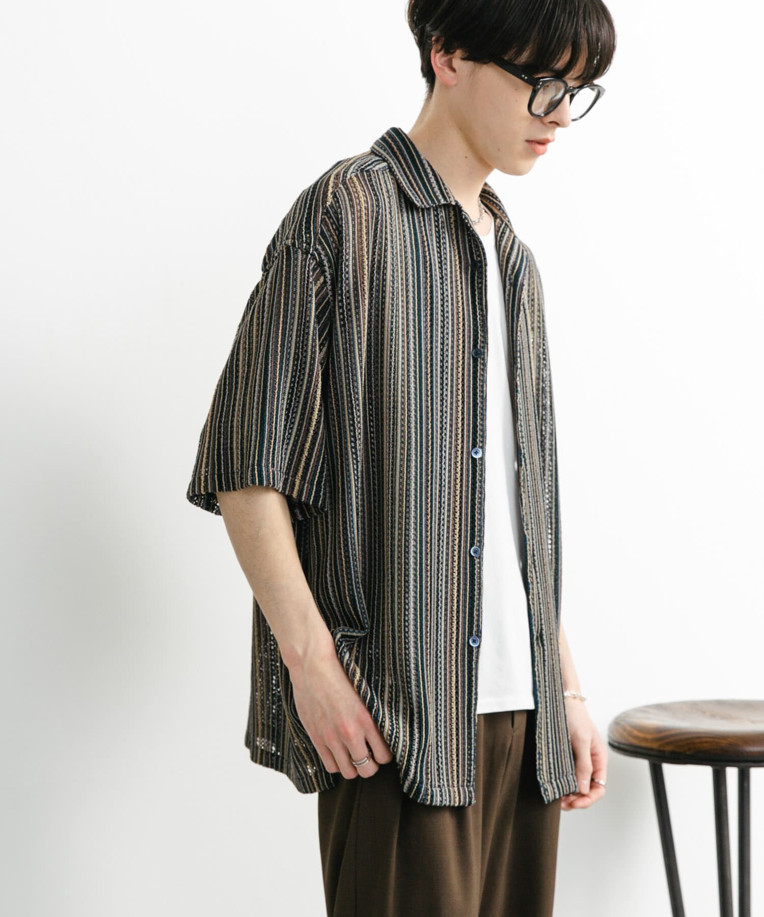 SENSE OF PLACE by URBAN RESEARCH「『ユニセックス』アソートレースオープンカラーショートスリーブシャツ」|シャツ・ブラウス|