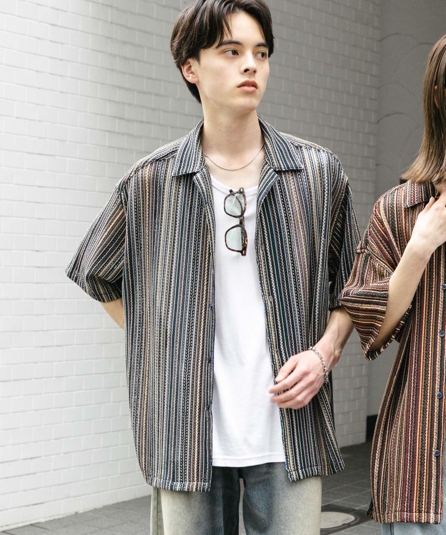 SENSE OF PLACE by URBAN RESEARCH「『ユニセックス』アソートレースオープンカラーショートスリーブシャツ」|シャツ・ブラウス|