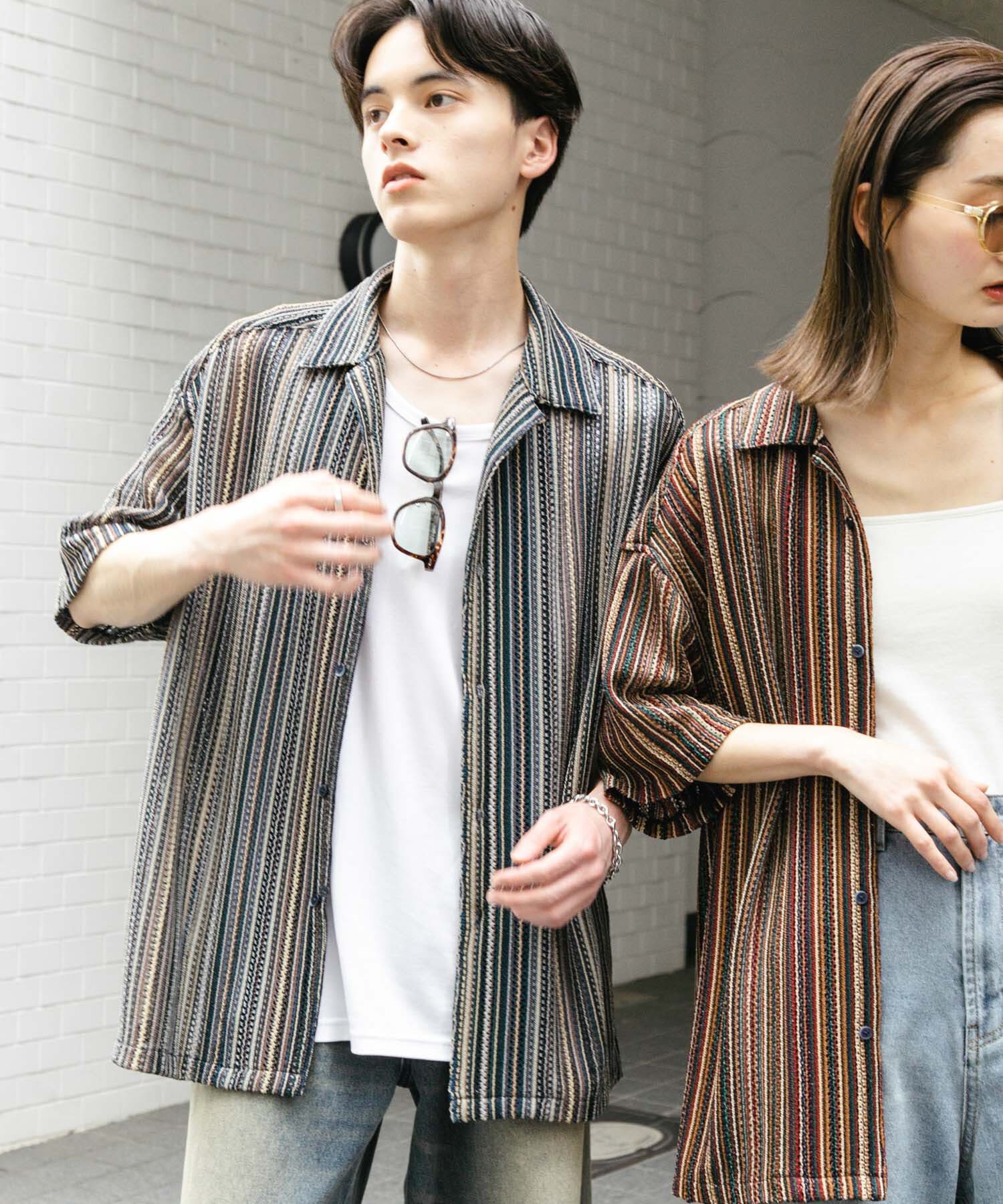 SENSE OF PLACE by URBAN RESEARCH「『ユニセックス』アソートレースオープンカラーショートスリーブシャツ」|シャツ・ブラウス|