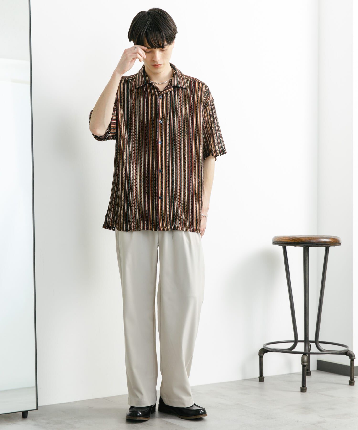 SENSE OF PLACE by URBAN RESEARCH「『ユニセックス』アソートレースオープンカラーショートスリーブシャツ」|シャツ・ブラウス|