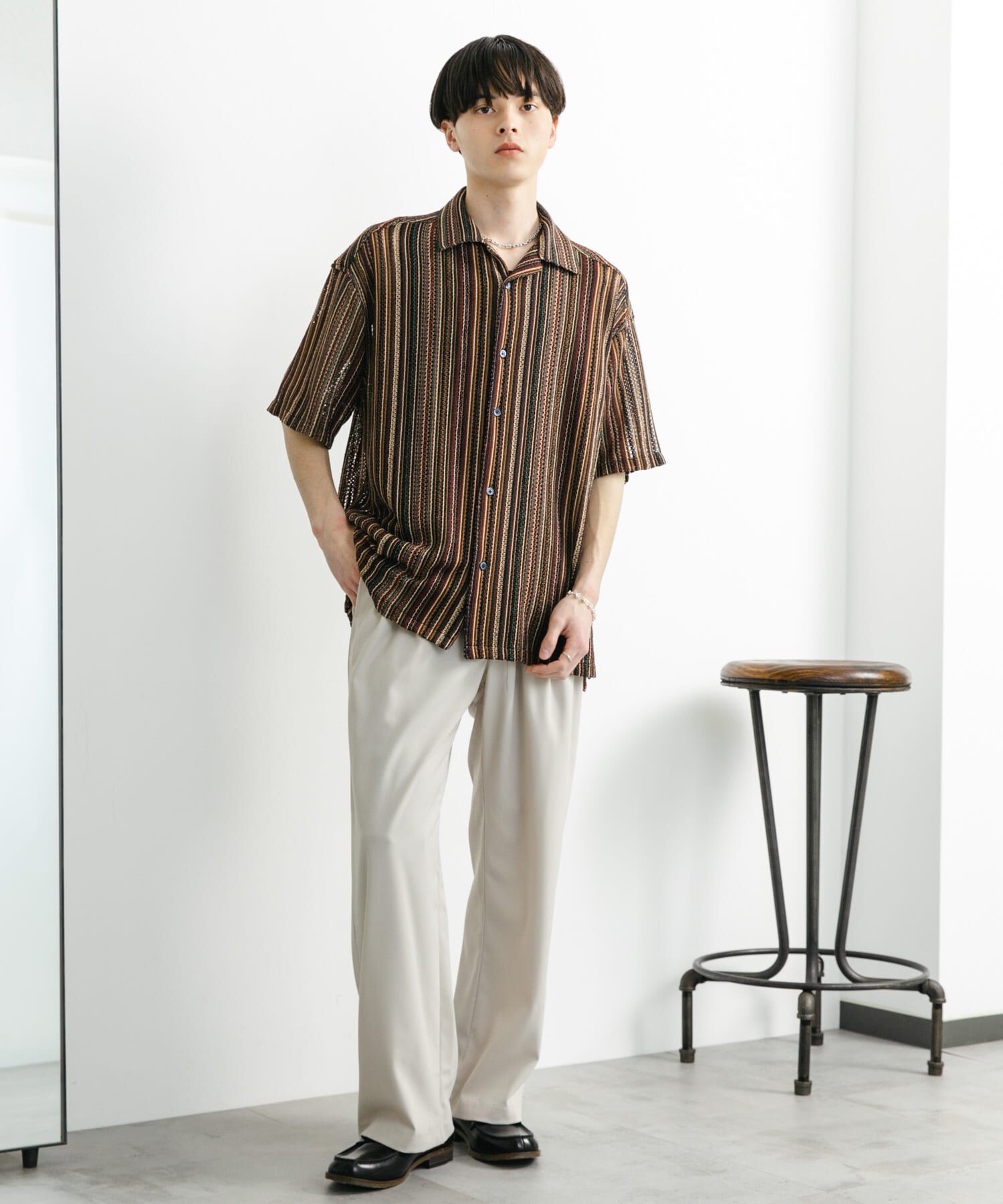 SENSE OF PLACE by URBAN RESEARCH「『ユニセックス』アソートレースオープンカラーショートスリーブシャツ」|シャツ・ブラウス|