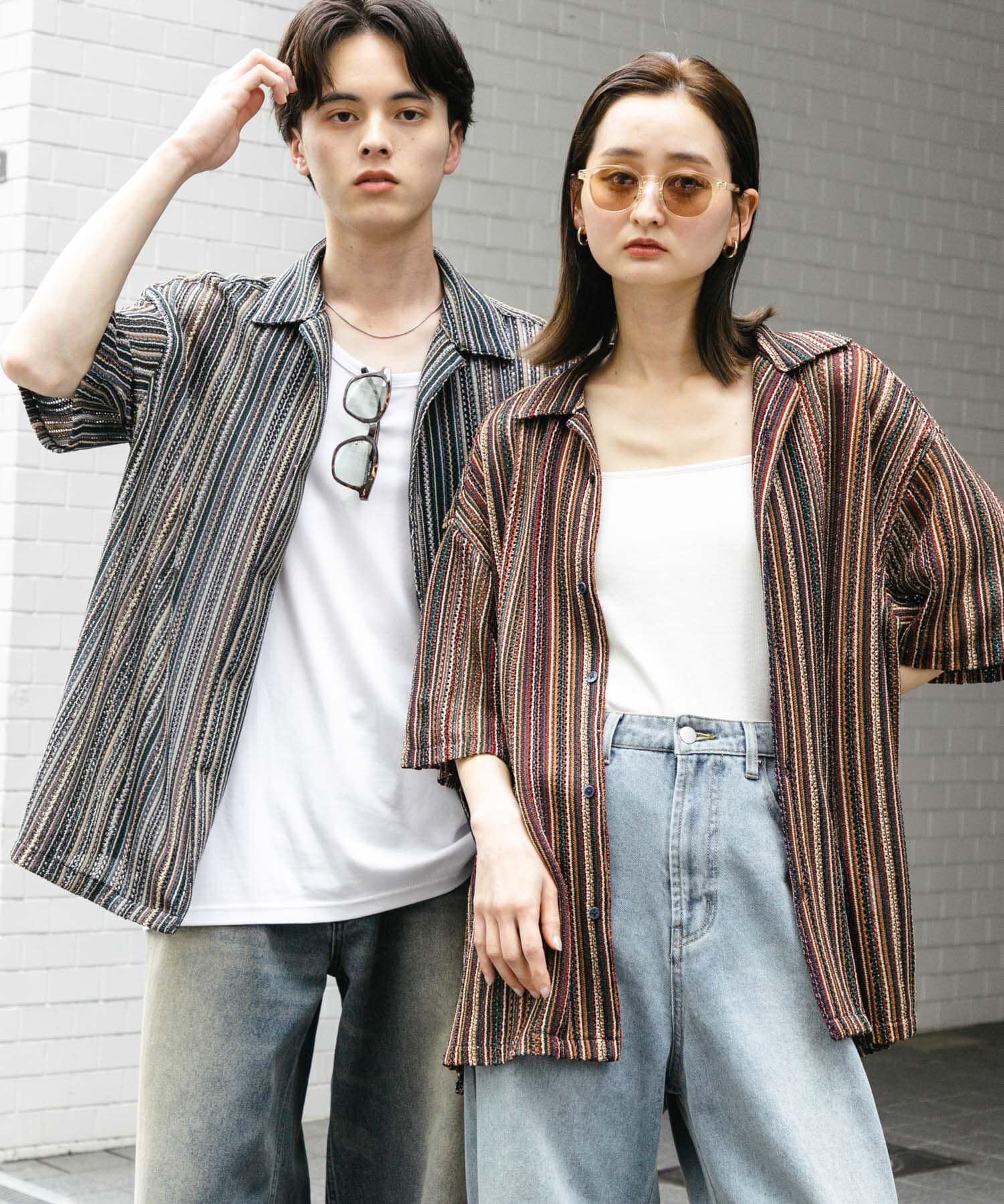 SENSE OF PLACE by URBAN RESEARCH「『ユニセックス』アソートレースオープンカラーショートスリーブシャツ」|シャツ・ブラウス|