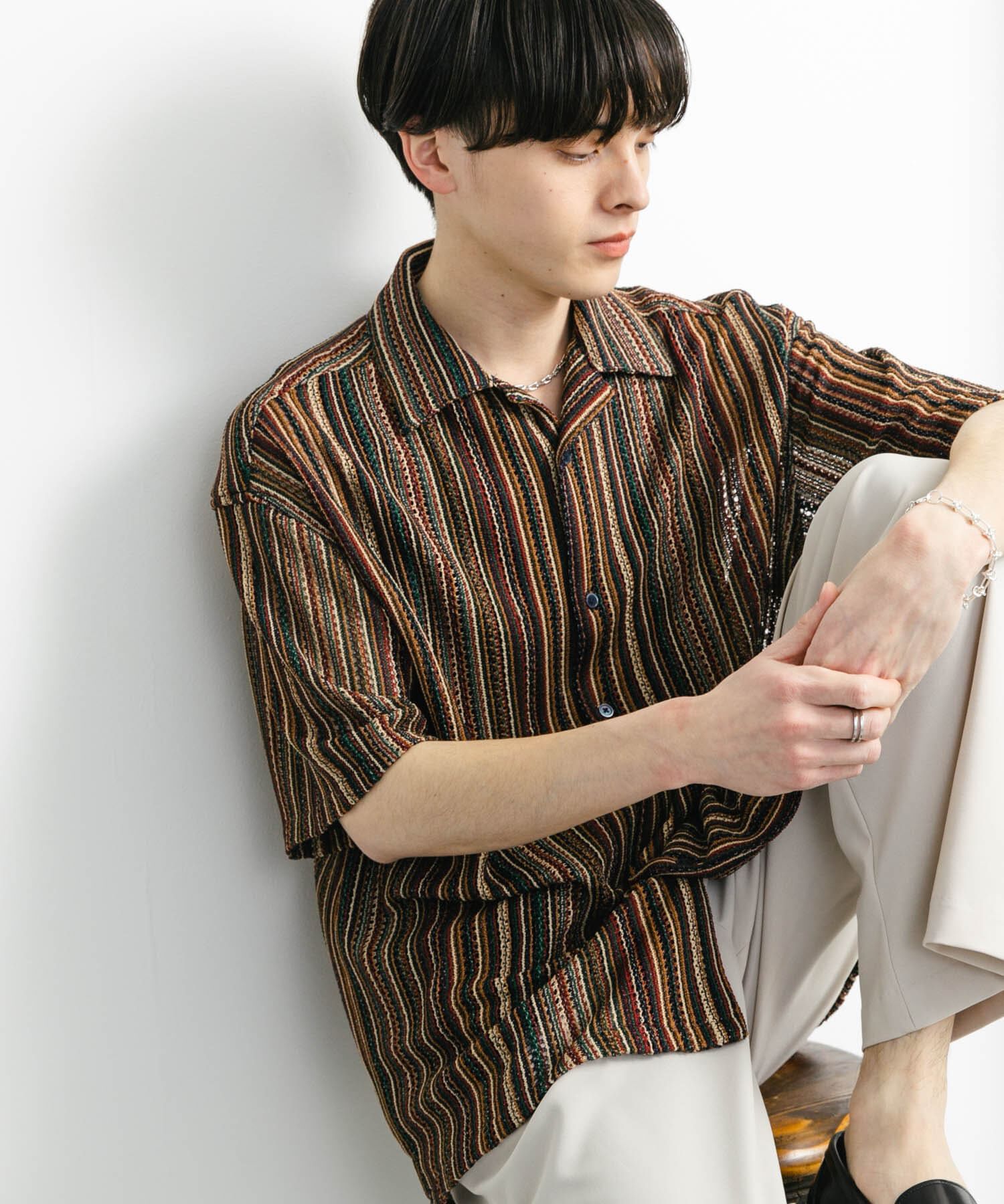 SENSE OF PLACE by URBAN RESEARCH「『ユニセックス』アソートレースオープンカラーショートスリーブシャツ」|シャツ・ブラウス|