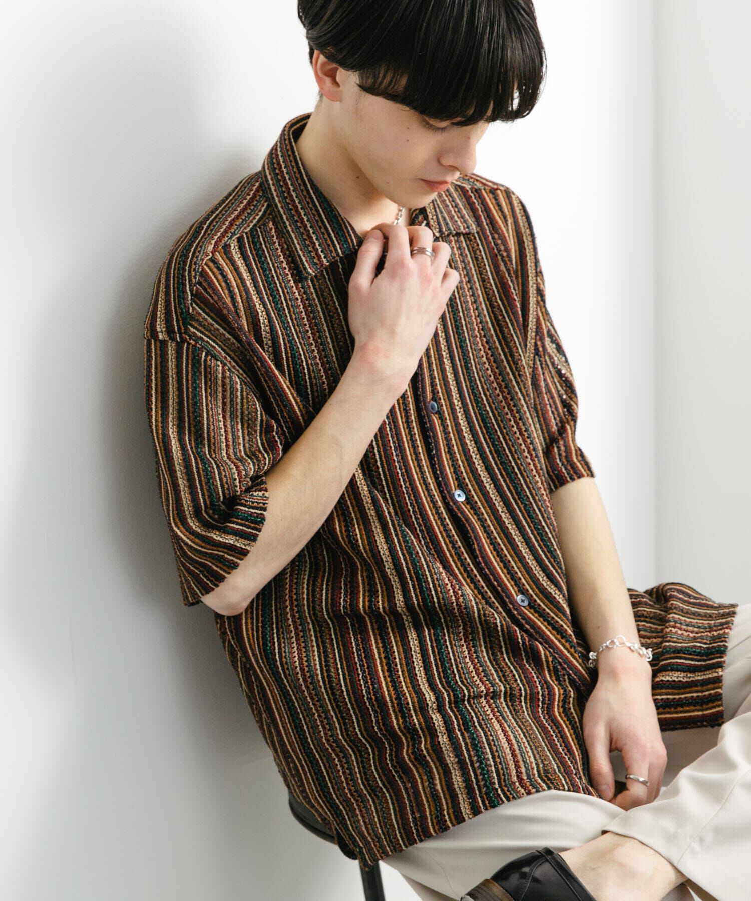 SENSE OF PLACE by URBAN RESEARCH「『ユニセックス』アソートレースオープンカラーショートスリーブシャツ」|シャツ・ブラウス|