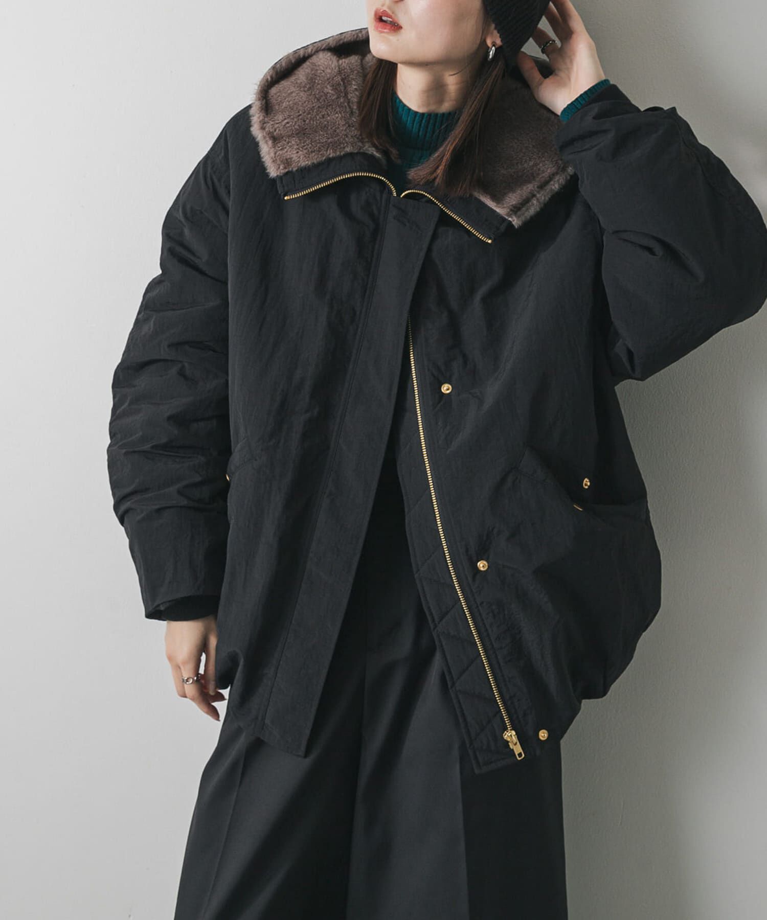 SENSE OF PLACE by URBAN RESEARCH「ファーエリバルーンブルゾン」|ブルゾン・スタジャン|ブラック