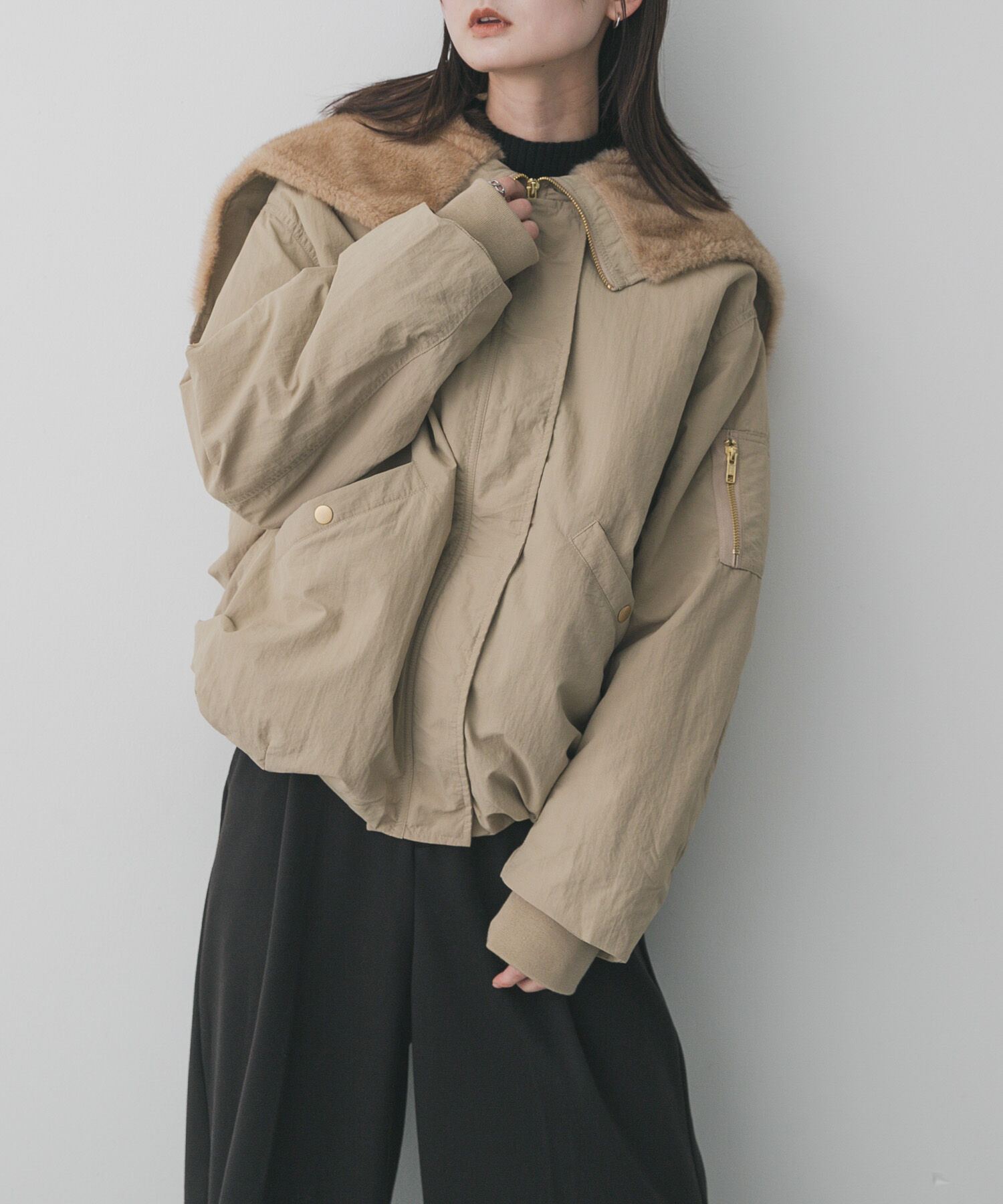 SENSE OF PLACE by URBAN RESEARCH「ファーエリバルーンブルゾン」|ブルゾン・スタジャン|ベージュ