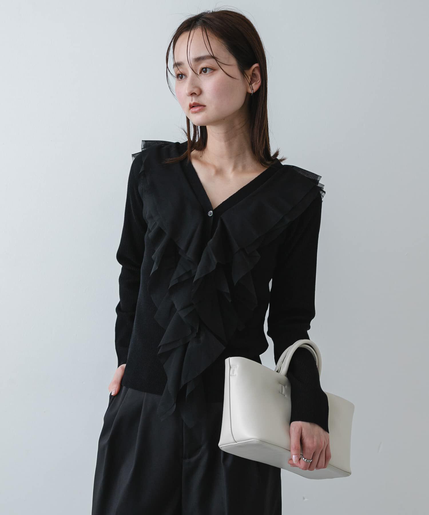 SENSE OF PLACE by URBAN RESEARCH「『洗濯可』チュールフリルニットカーディガン」|カーディガン|