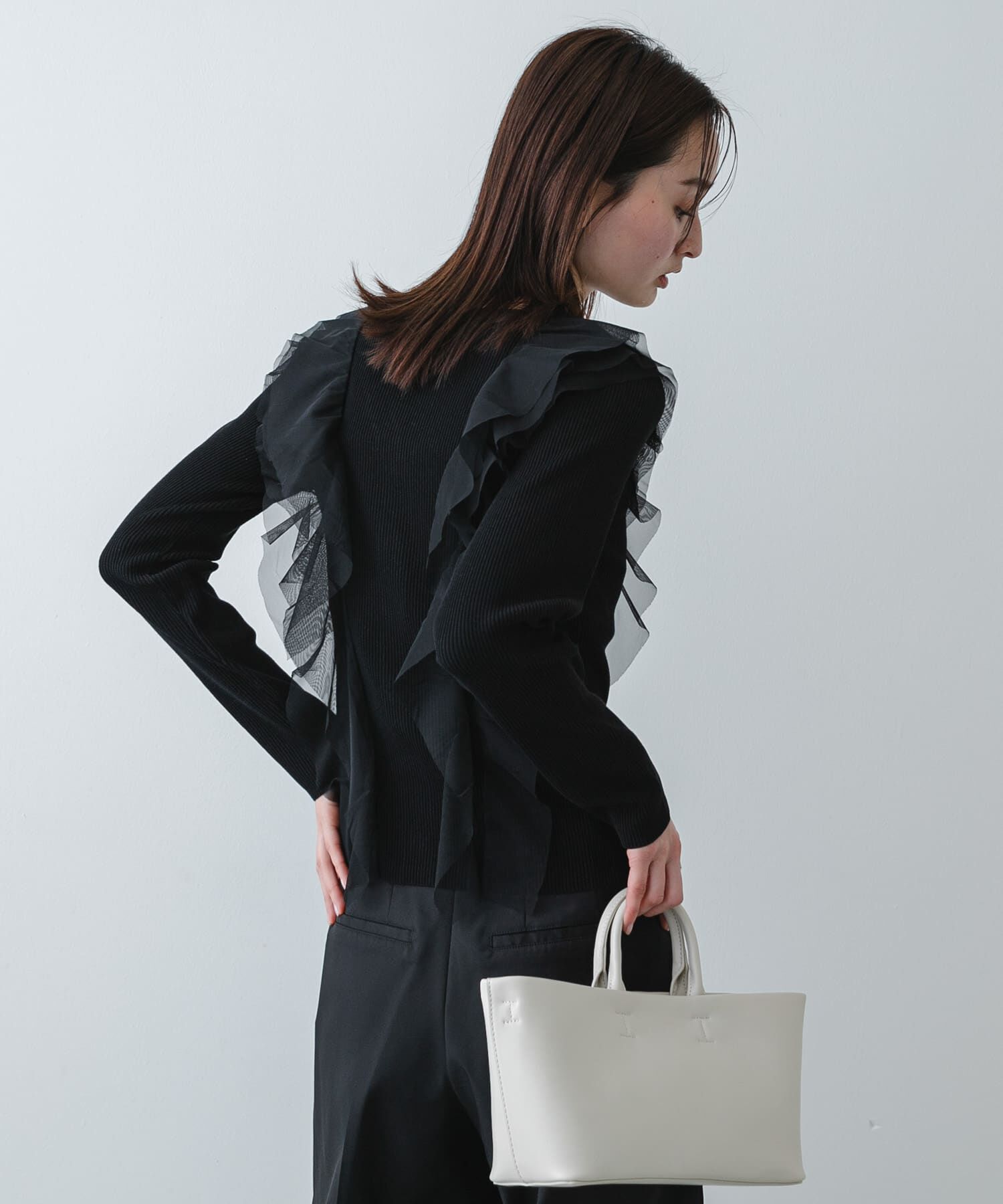 SENSE OF PLACE by URBAN RESEARCH「『洗濯可』チュールフリルニットカーディガン」|カーディガン|