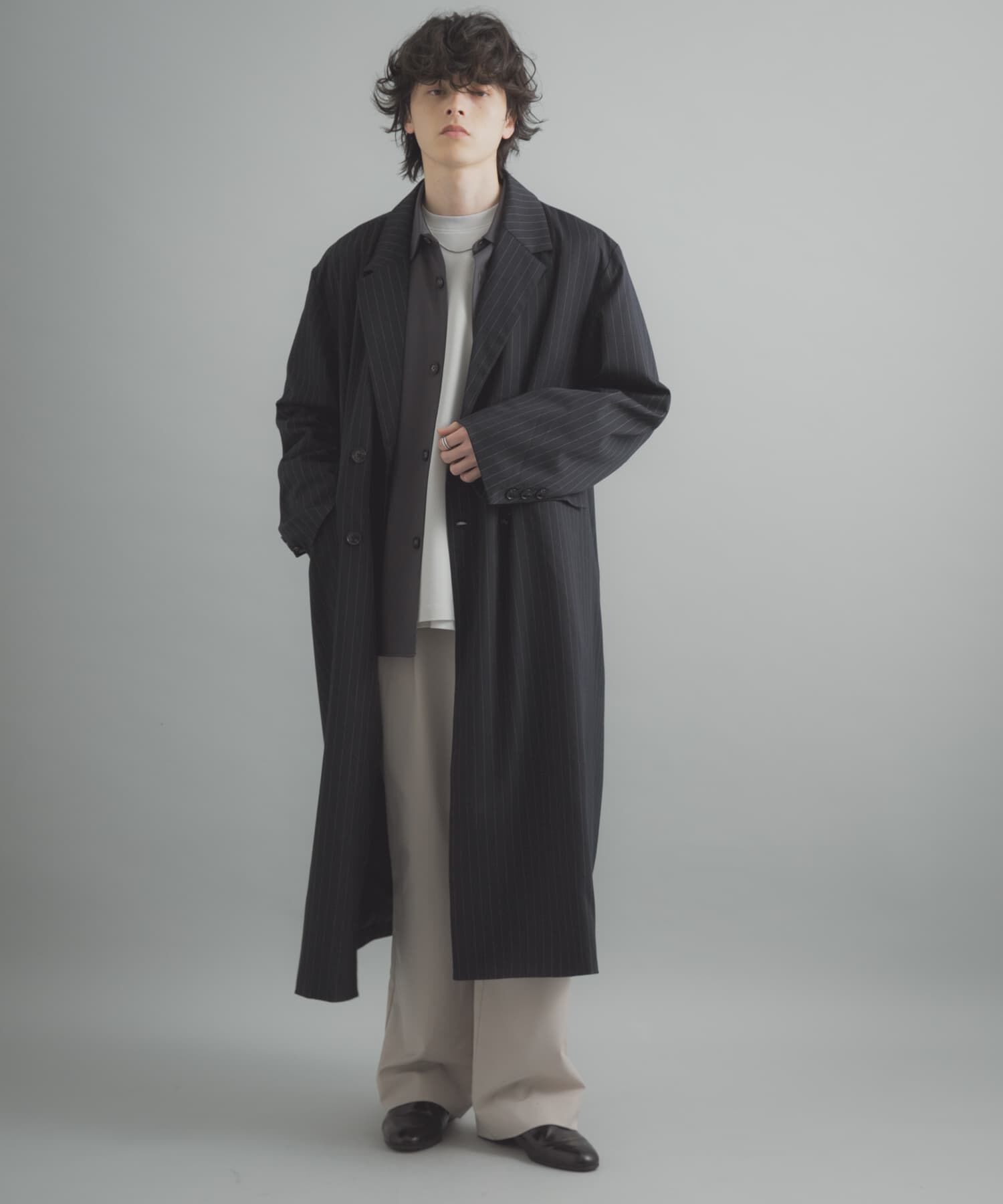 SENSE OF PLACE by URBAN RESEARCH「ダブルブレストロングコート」|ノーカラーコート|