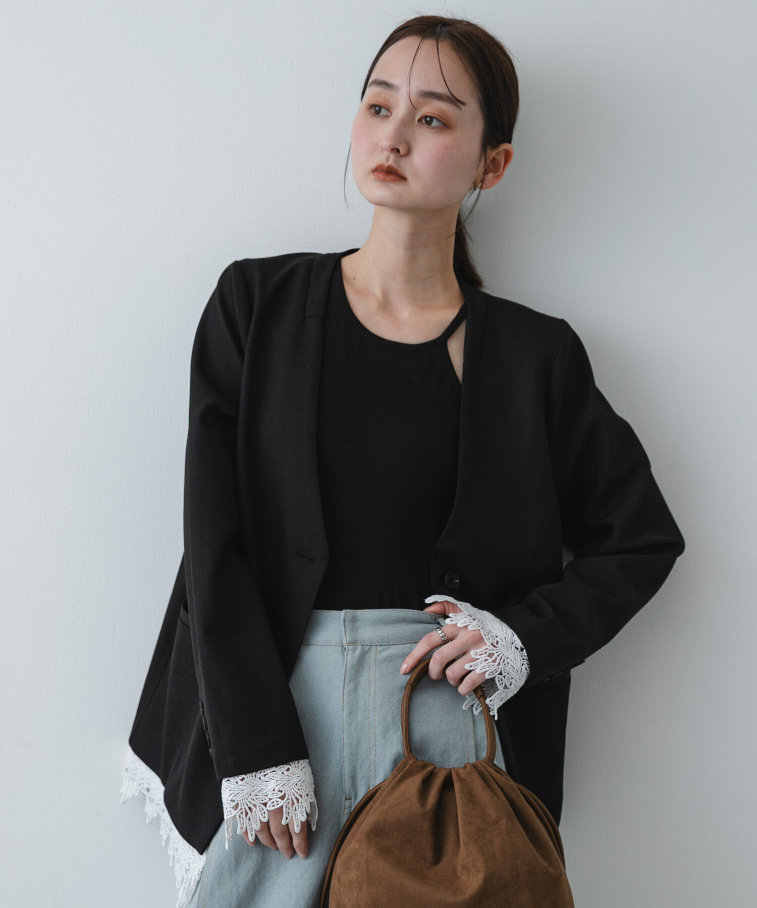 SENSE OF PLACE by URBAN RESEARCH「レースレイヤードノーカラージャケット」|ノーカラージャケット|