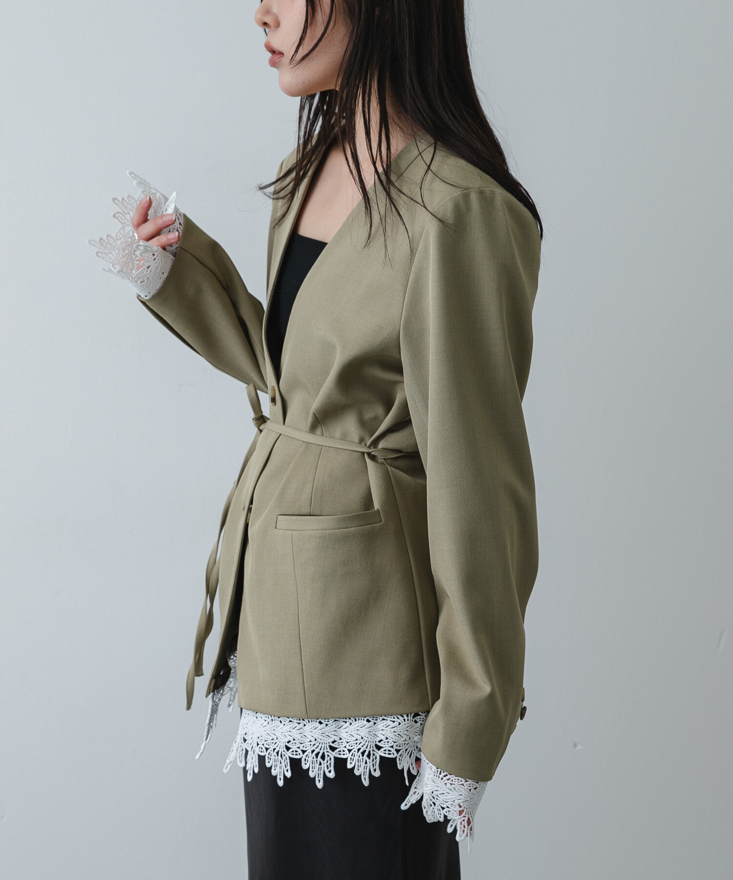 SENSE OF PLACE by URBAN RESEARCH「レースレイヤードノーカラージャケット」|ノーカラージャケット|