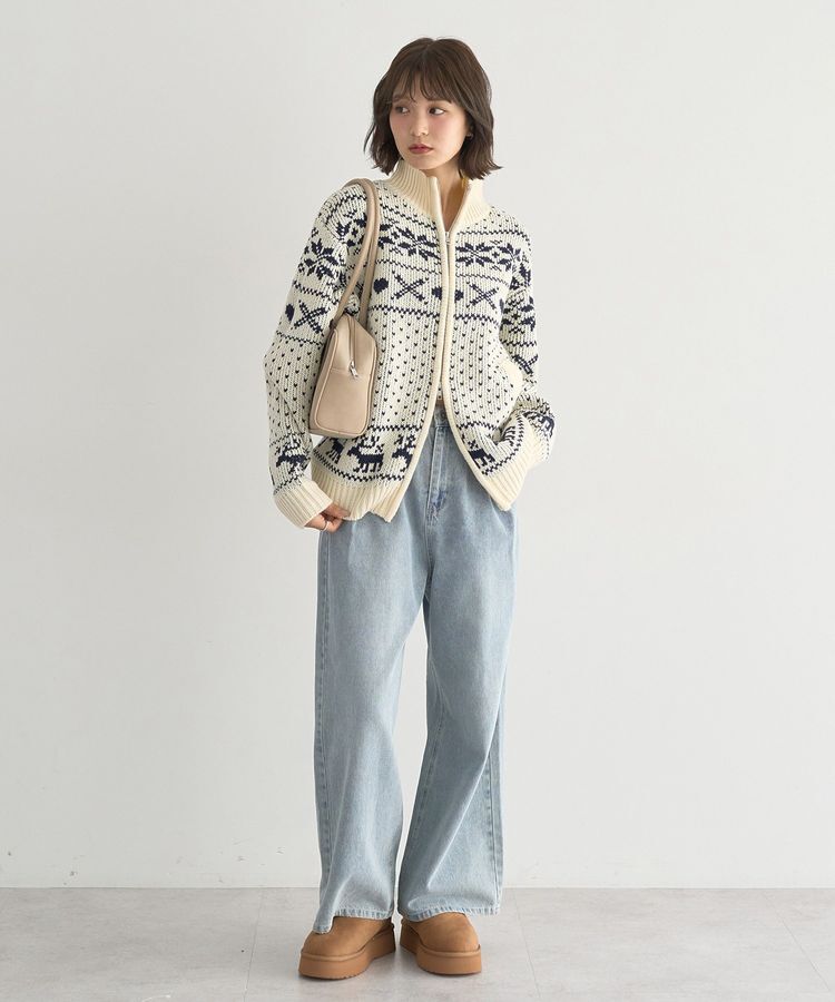earth music&ecology「ダブルzipノルディックカウチンニットカーディガン」|カーディガン|