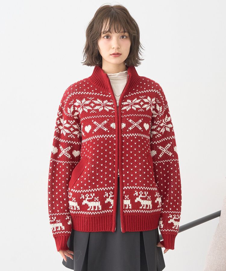 earth music&ecology「ダブルzipノルディックカウチンニットカーディガン」|カーディガン|