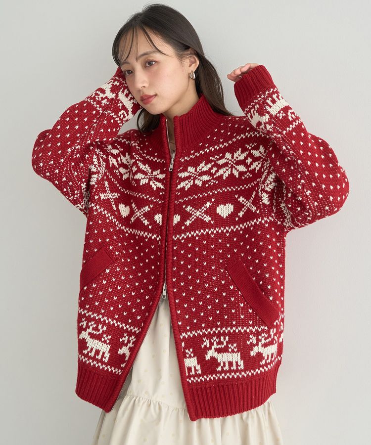 earth music&ecology「ダブルzipノルディックカウチンニットカーディガン」|カーディガン|
