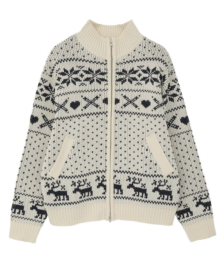 earth music&ecology「ダブルzipノルディックカウチンニットカーディガン」|カーディガン|